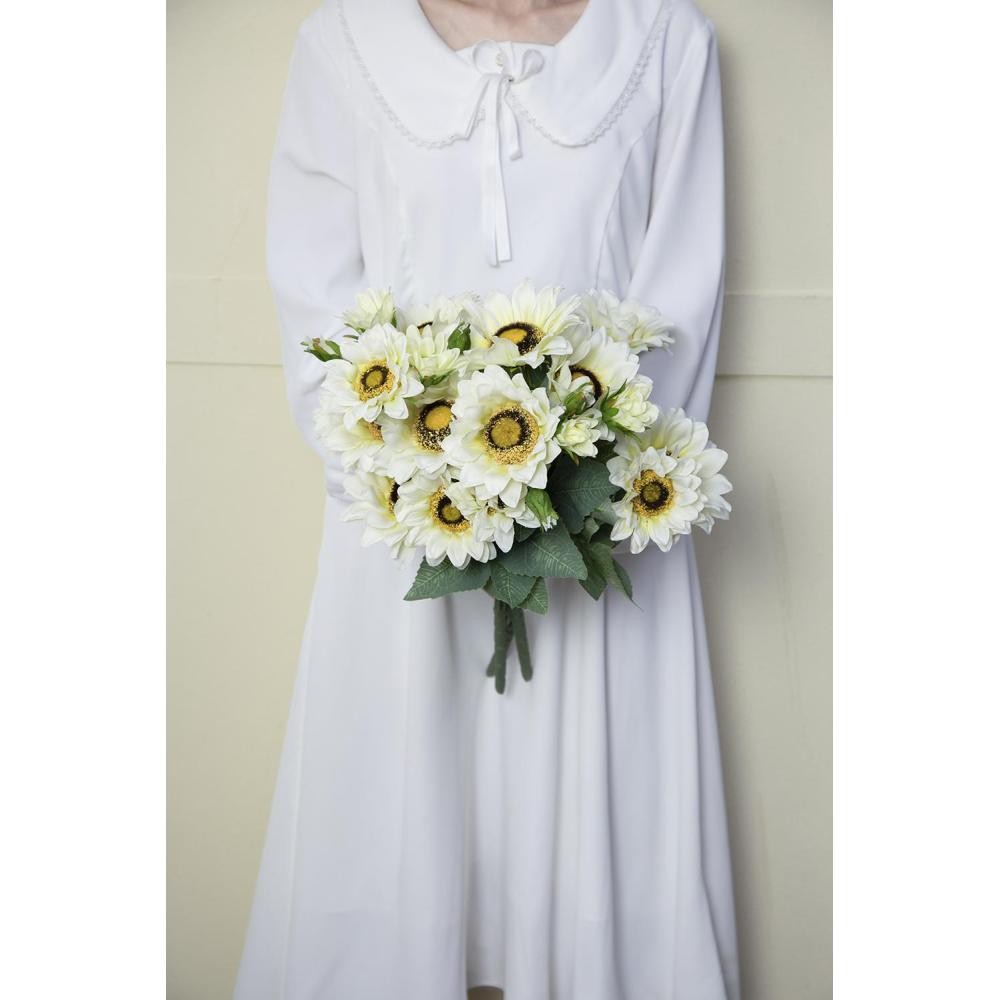 10.2 x 11 x 18.9″H Artificial Cream Sunflower BushX9, 4 Pack