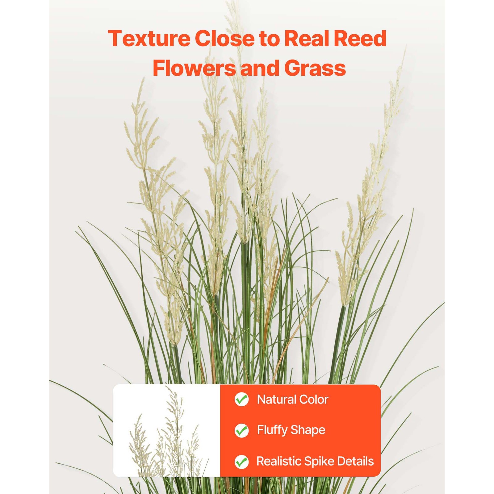 Uimoso Artificial Grass Plant 47-Inch Reed Flower Grass in Pot, Set of 2, Green