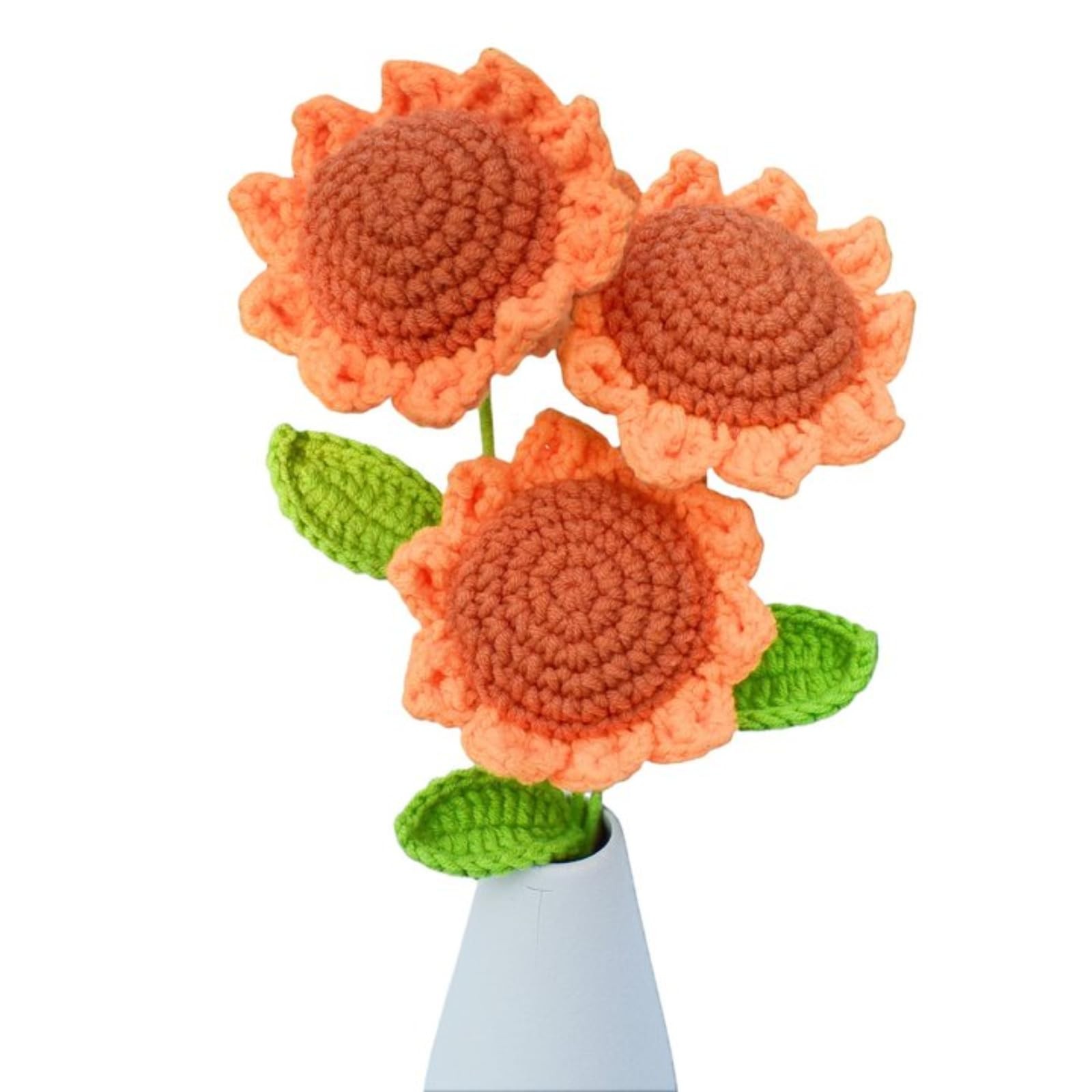 3pcs Crochet Sunflower,DIY Knitted Sunflower Bouquet,Handmade Yarn Plush Flow…