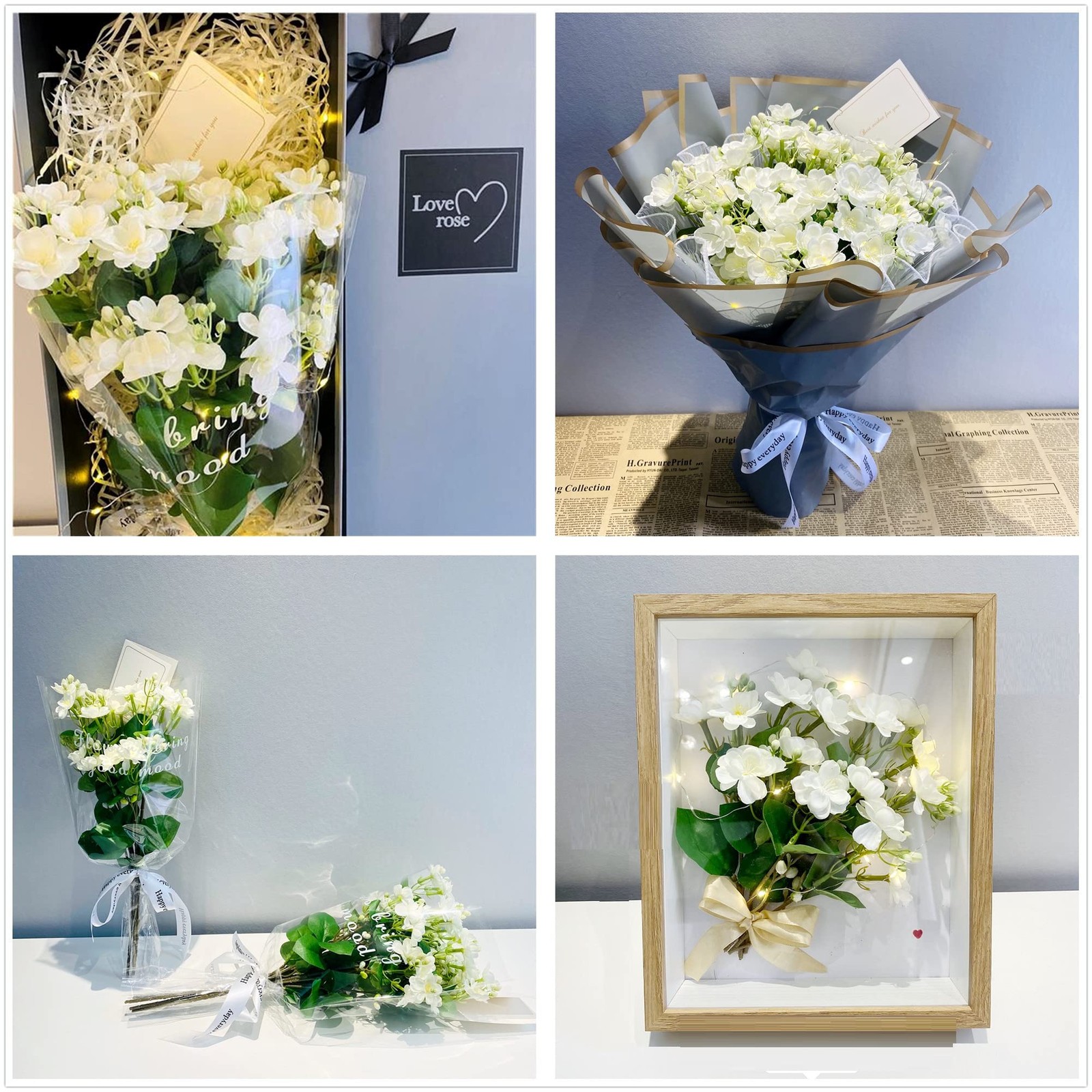 10Pack Artificial Jasmine Flowers Silk White Gardenia Wildflowers Spray for H…