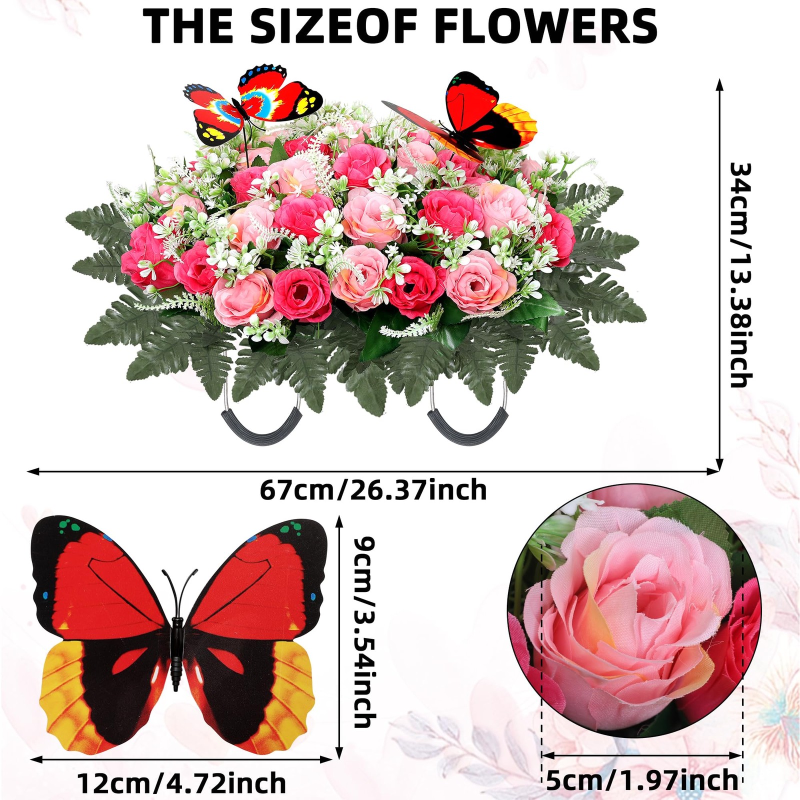 Artificial Cemetery Flowers for Grave,Large Headstone Flower Saddle Realistic…