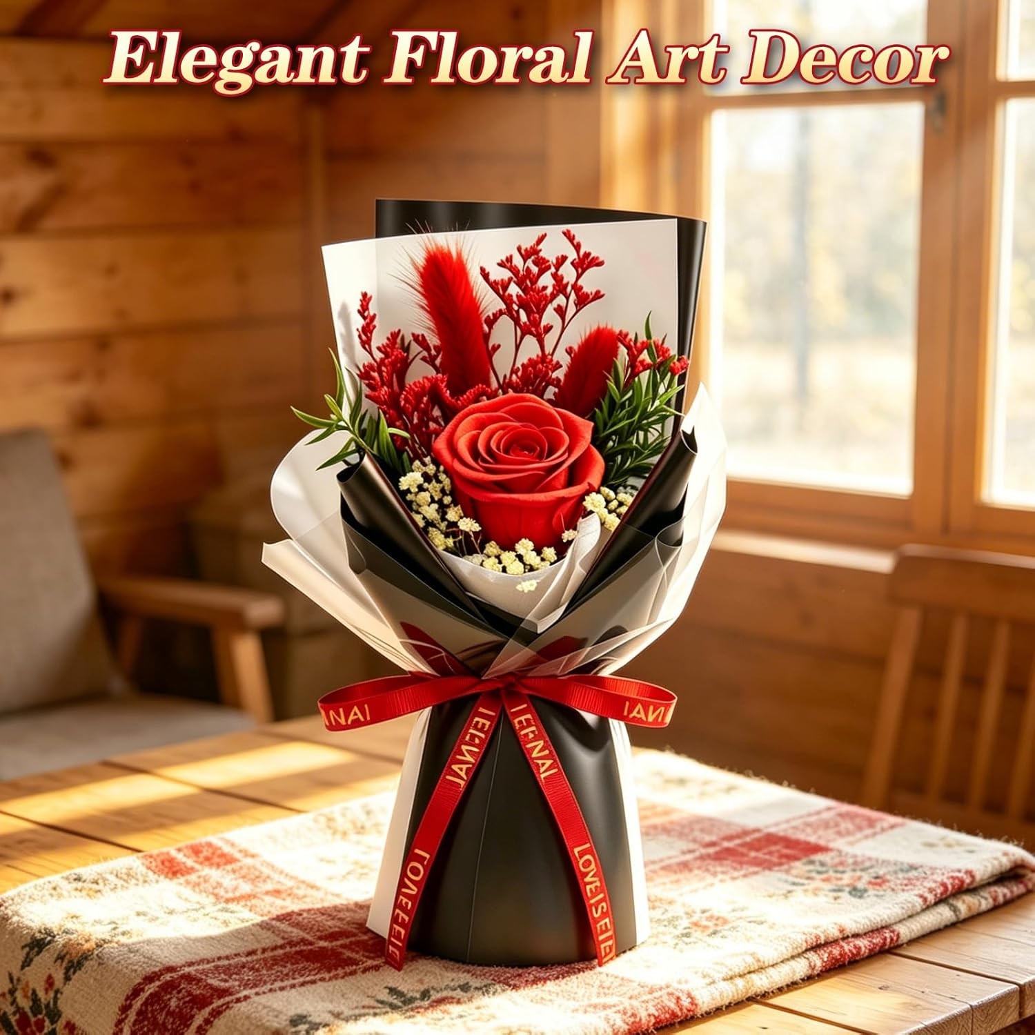 Preserved Flowers for Delivery,Red Rose Bouquet Gift for Women and Mom,Preserved