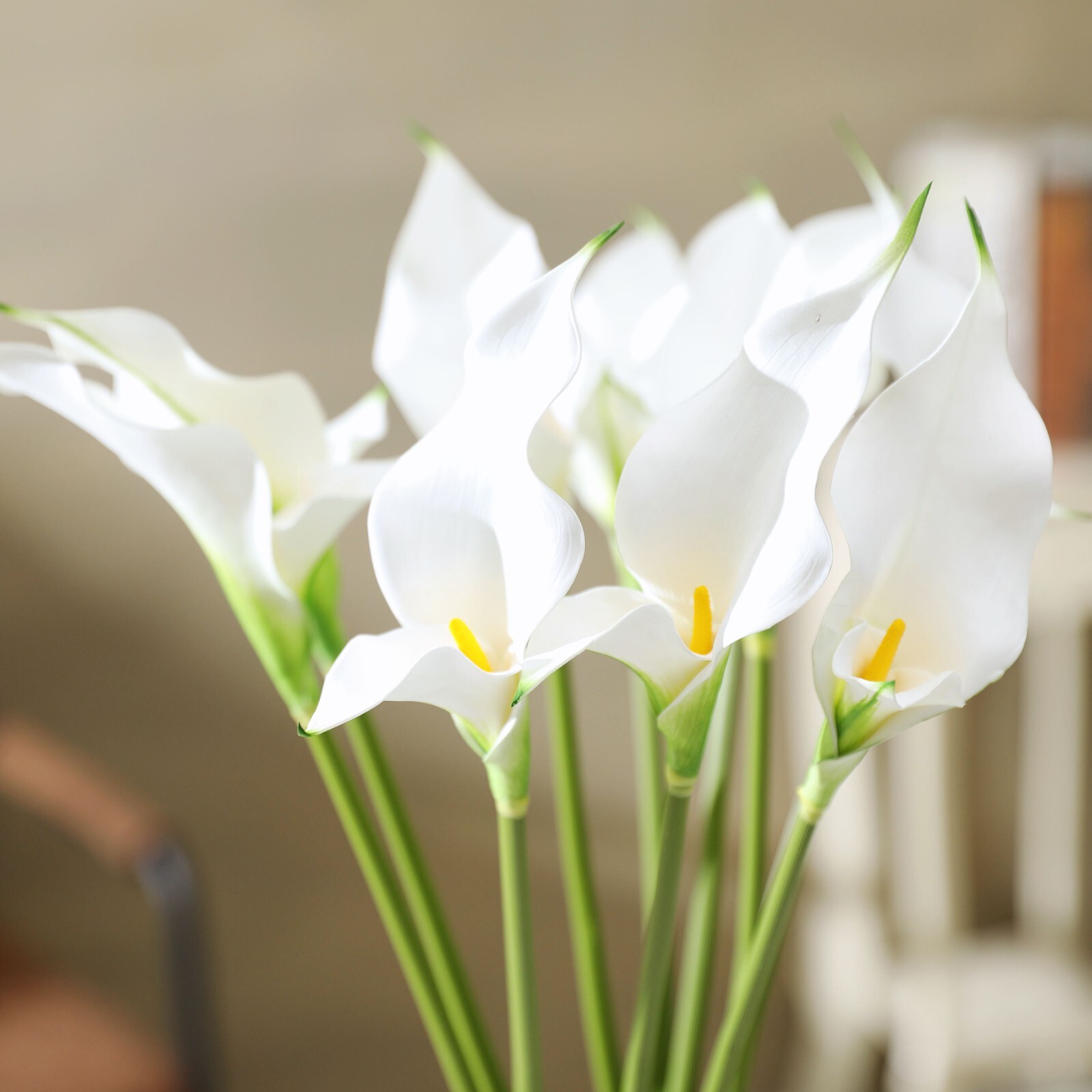 10pcs Calla Lily Artificial Bouquet with long -stems realistic white purple mix
