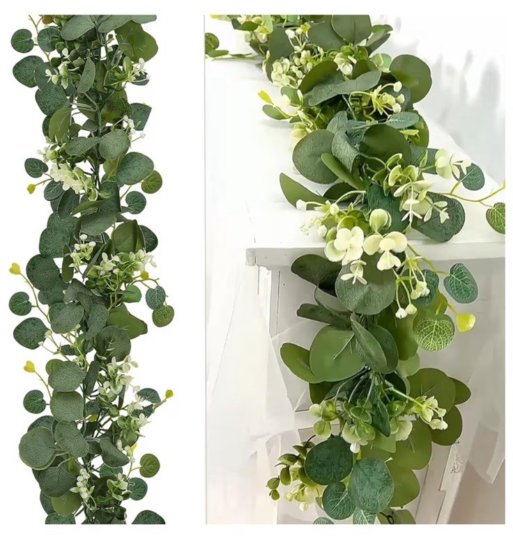 2 Pack Artificial Eucalyptus Garland 5.9FT Spring Greenery Garland Decor