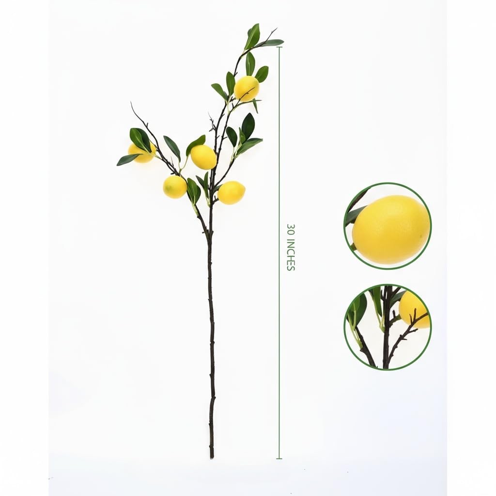 31 Inch Artificial Imitation Fake Lemon Branch Home Center Decoration 5 PCS