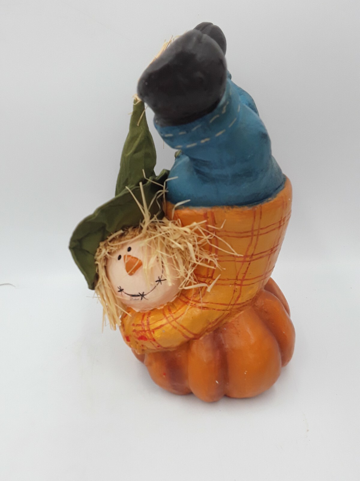 Scarecrow Figurine Thanksgiving Halloween Autumn Fall Decoration Resin 8in tall
