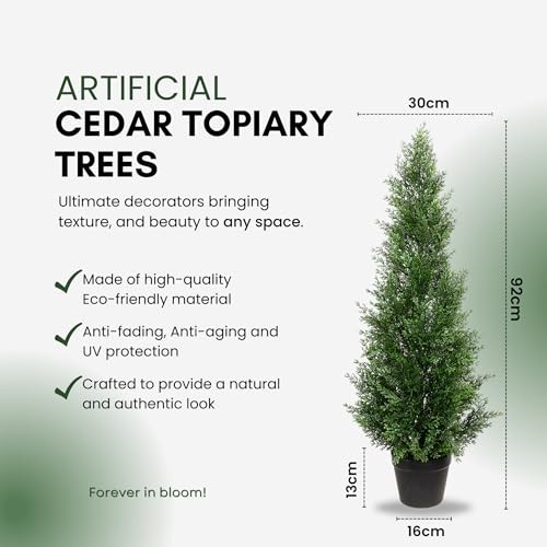 3ft Artificial Cedar Tree – Outdoor Cedar Tree for Porch, Garden or Patio – UV
