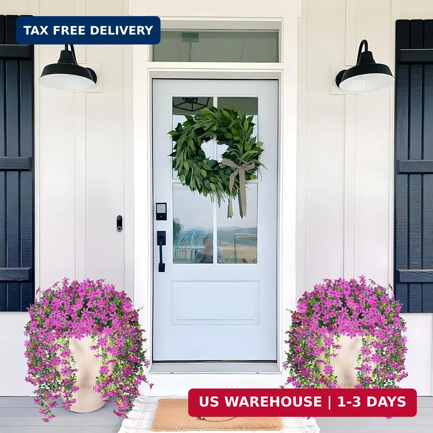 Hrobek 2 PCS Artificial Hanging Flowers Outdoor Spring Summer Decoration, Fake H