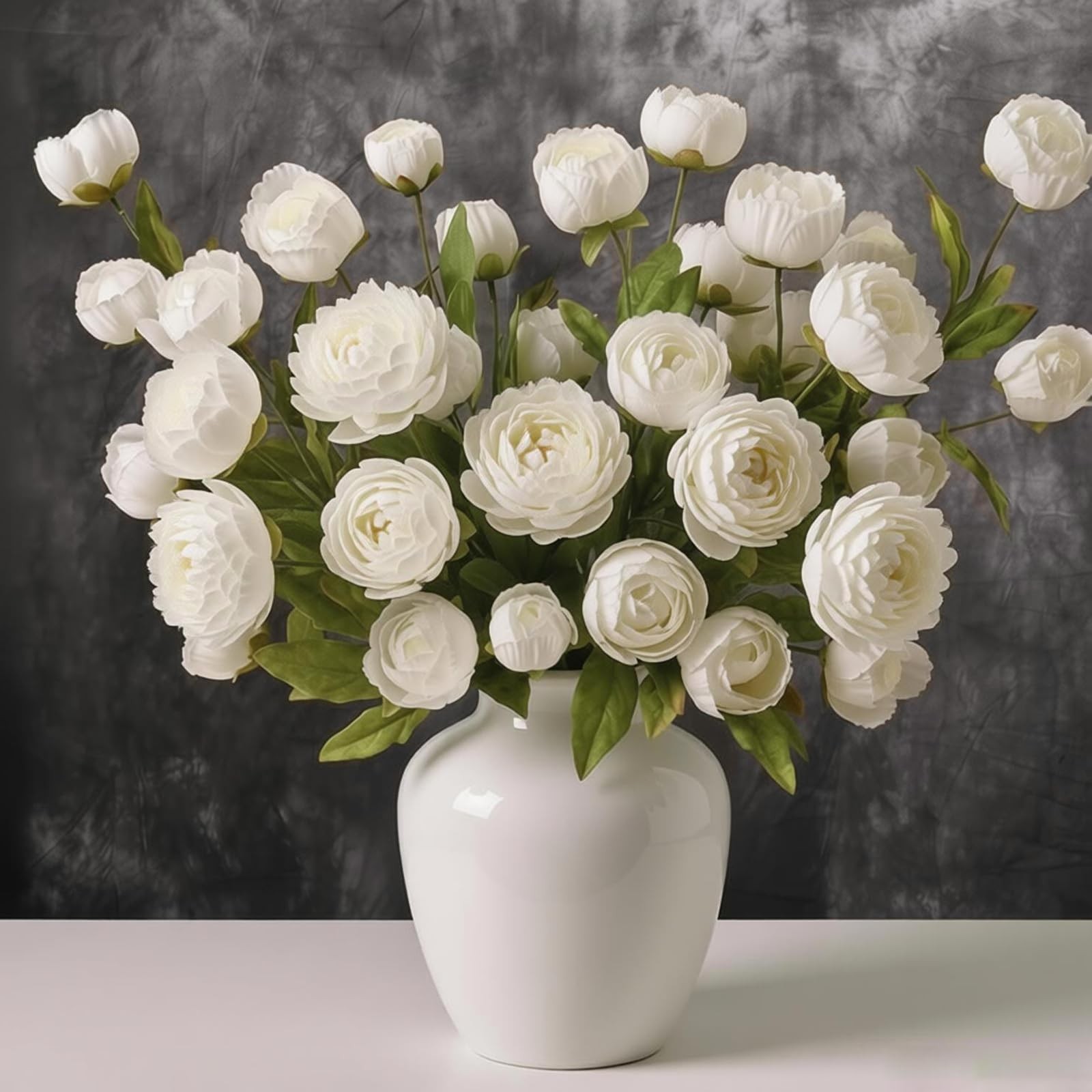 6 Pcs Faux Peonies Artificial Flowers for Vase, 27″ Silk Peonies Faux Peonies…