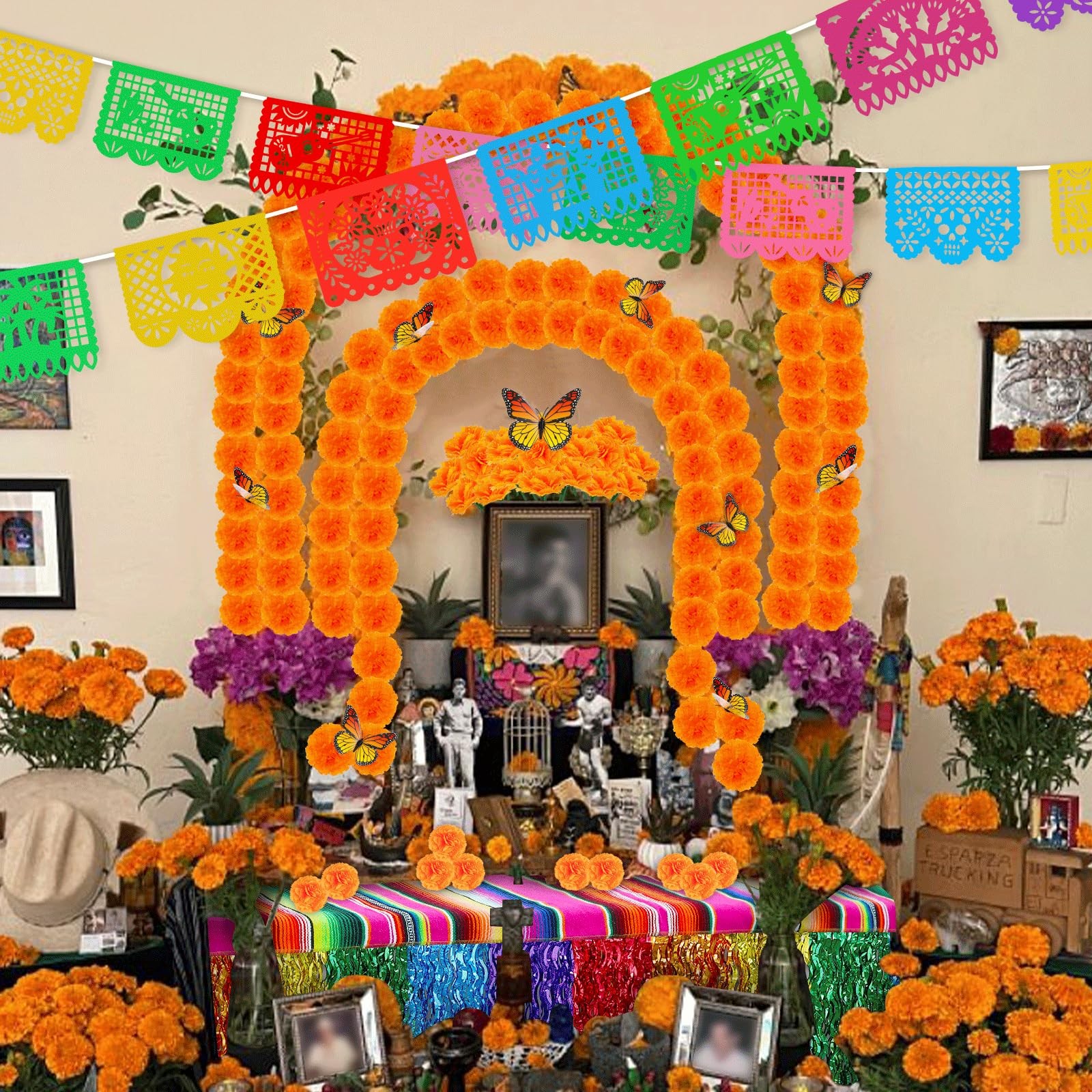 96Pcs Day of The Dead Decorations Set,18 Mexican Party Banners Papel Picado, …