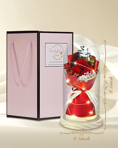 Preserved Flowers Bouquet for Her,Preserved Real Rose Present for Red Rose