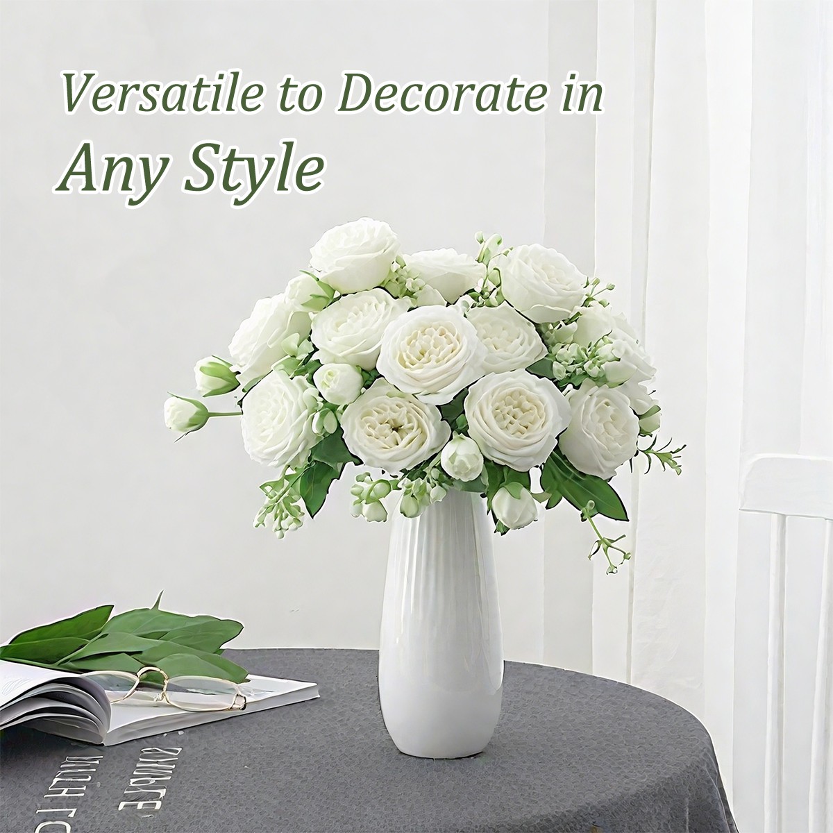 Artificial 36 Heads Silk Peony Flower Wedding Bouquet Home Party Outdoor Decor