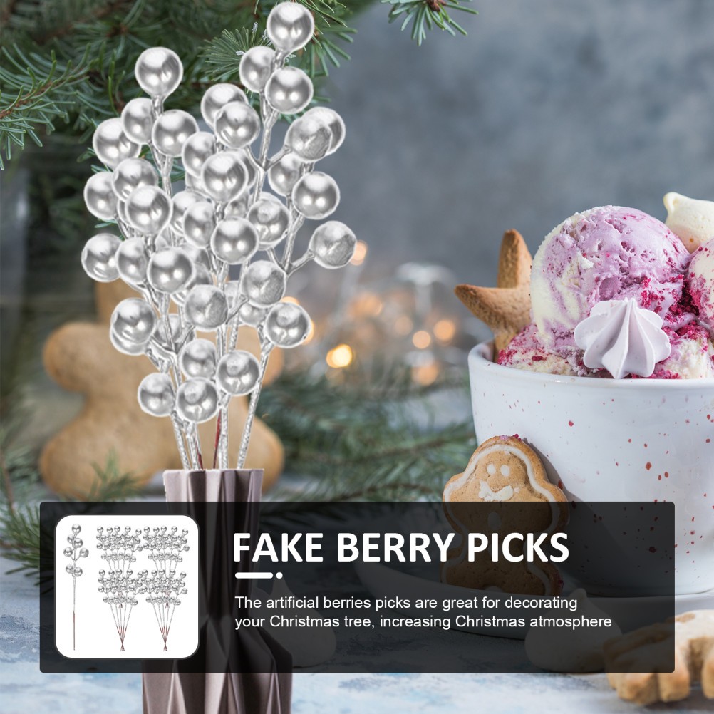 30pcs Berries Picks Christmas Artificial Berry Stems artificial plants