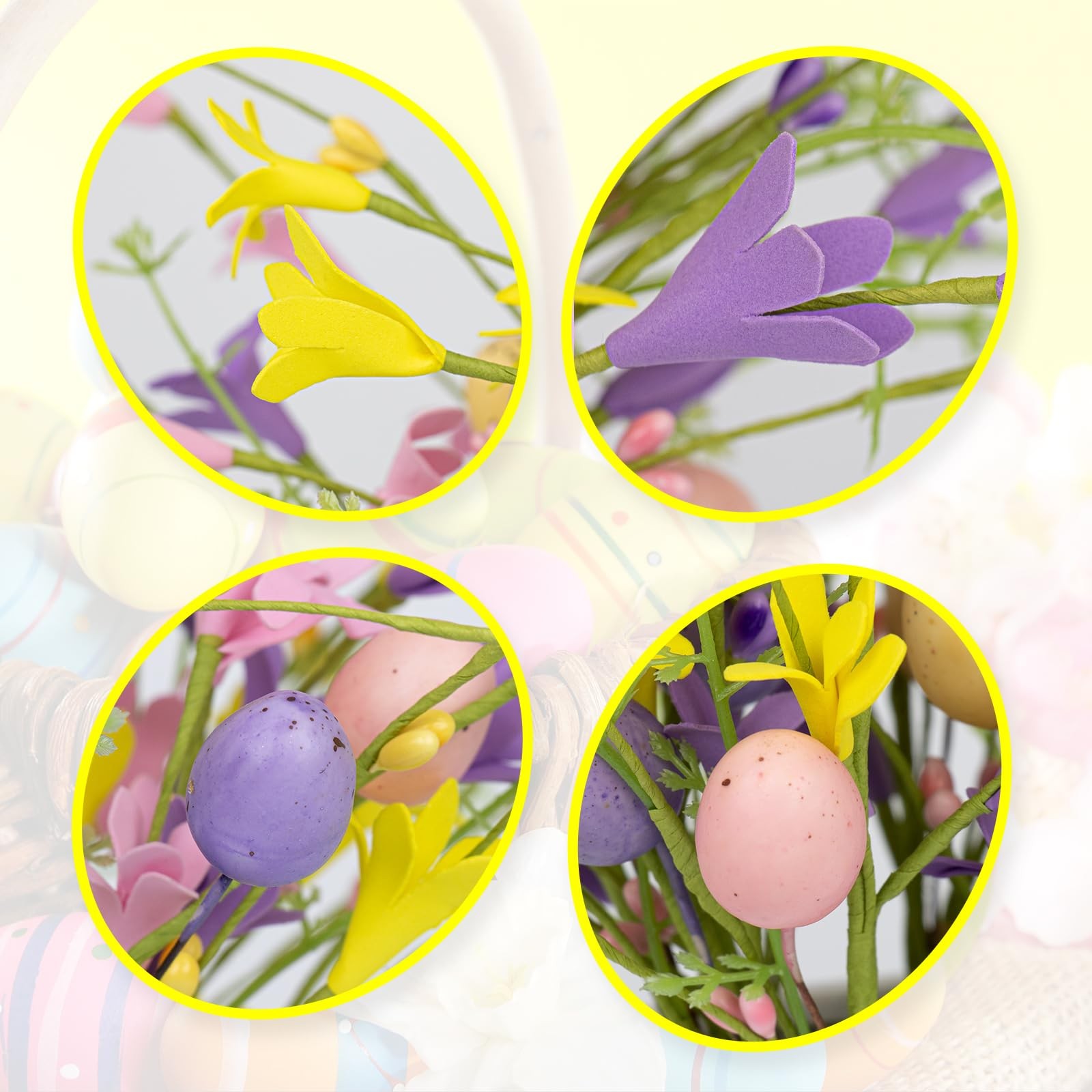 Easter Flower Decorations 12 Pack Easter Egg Picks Artificial Forsythia Flowe…