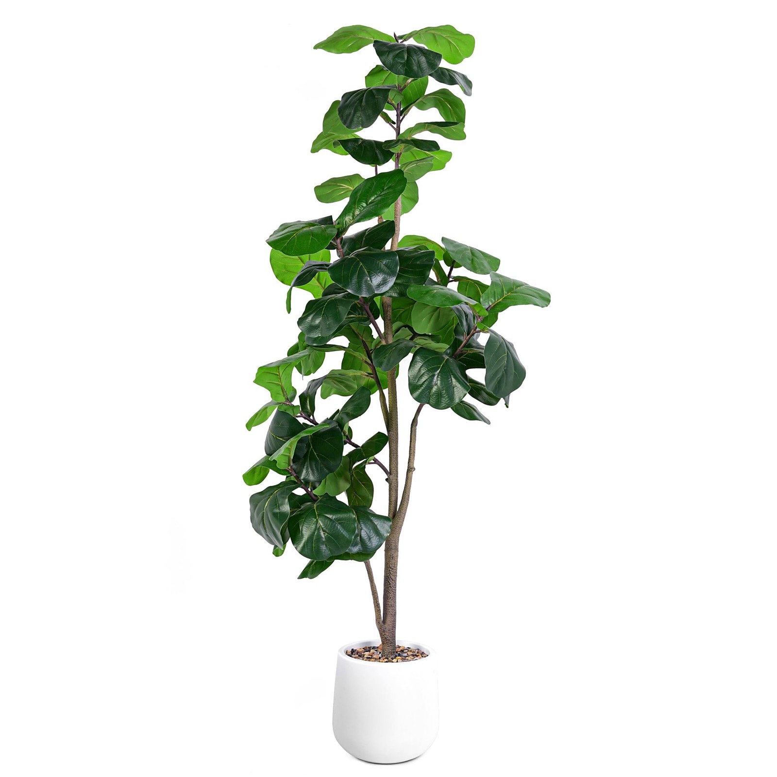 Artificial Fiddle Leaf Tree, 6ft Faux Plant Fake Ficus Lyrata Trees with Whit…