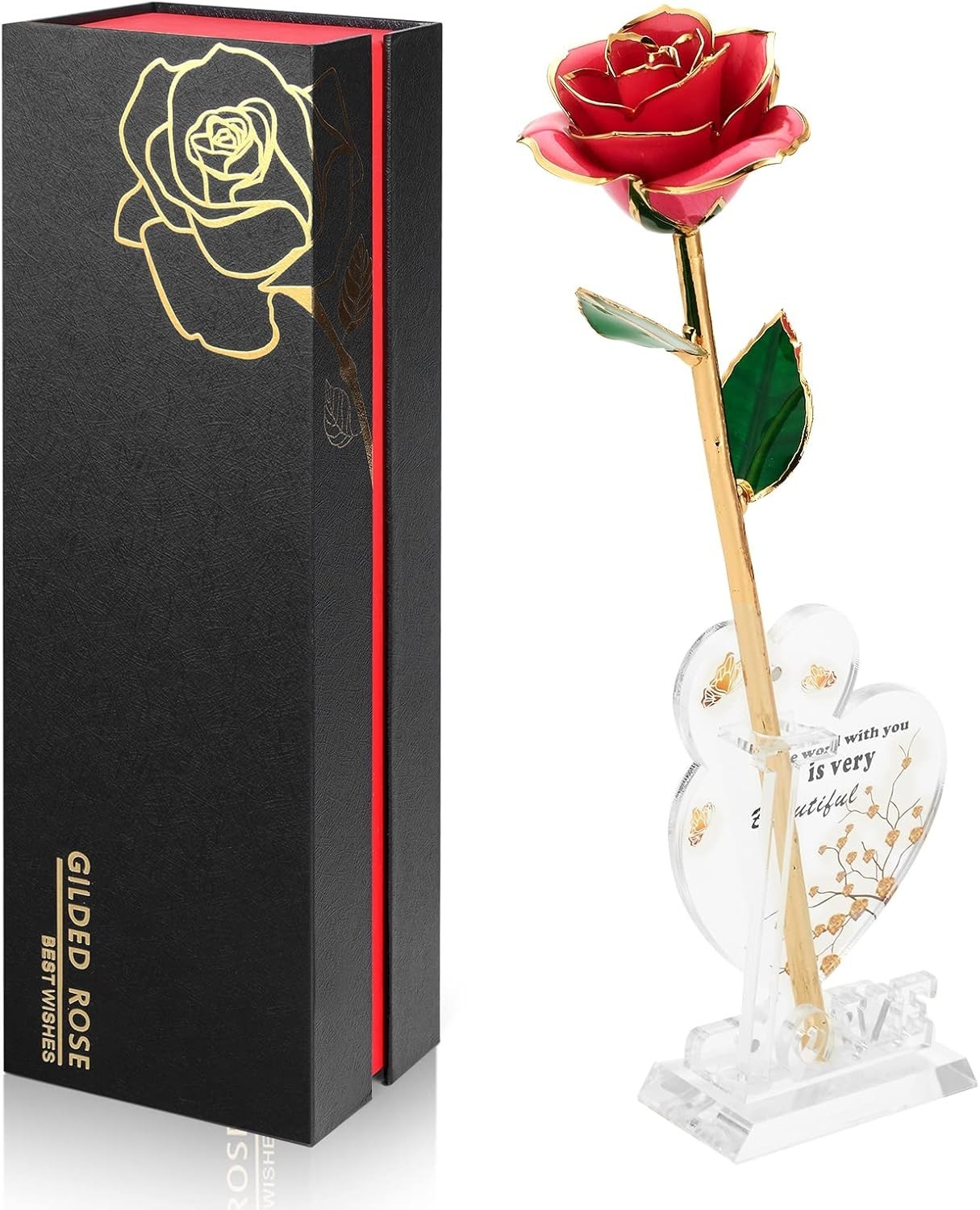 Gold Dipped Infinity Rose Last Forever Flower Decor, Birthday Gift for Women …