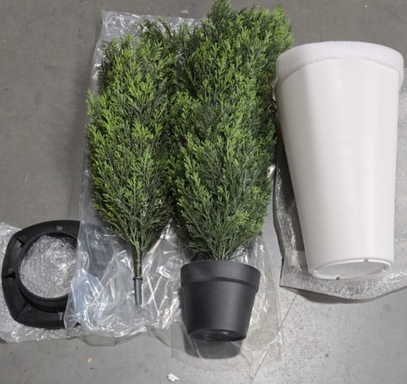 4FT Artificial Cypress Tree with White Decorative Pot