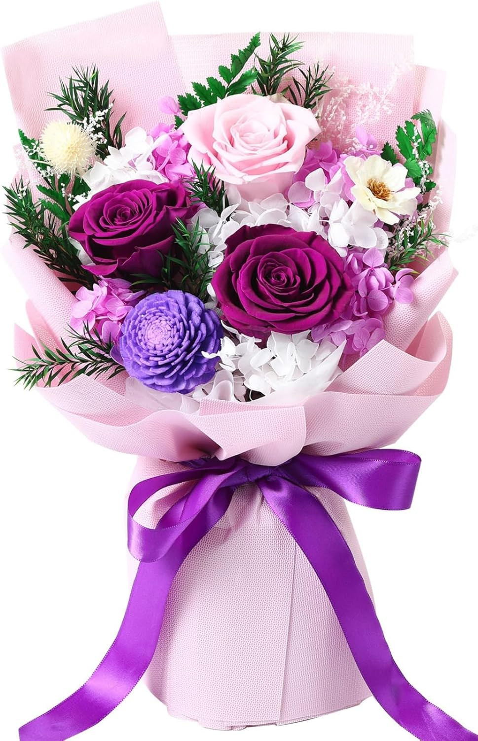 Flowers Gifts for Women, Flower for Delivery, Preserved Purple Roses Bouquets, A
