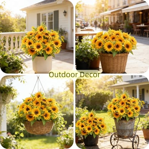 AmyHomie 2 Bunch Artificial Sunflower Bouquet Fall Decor