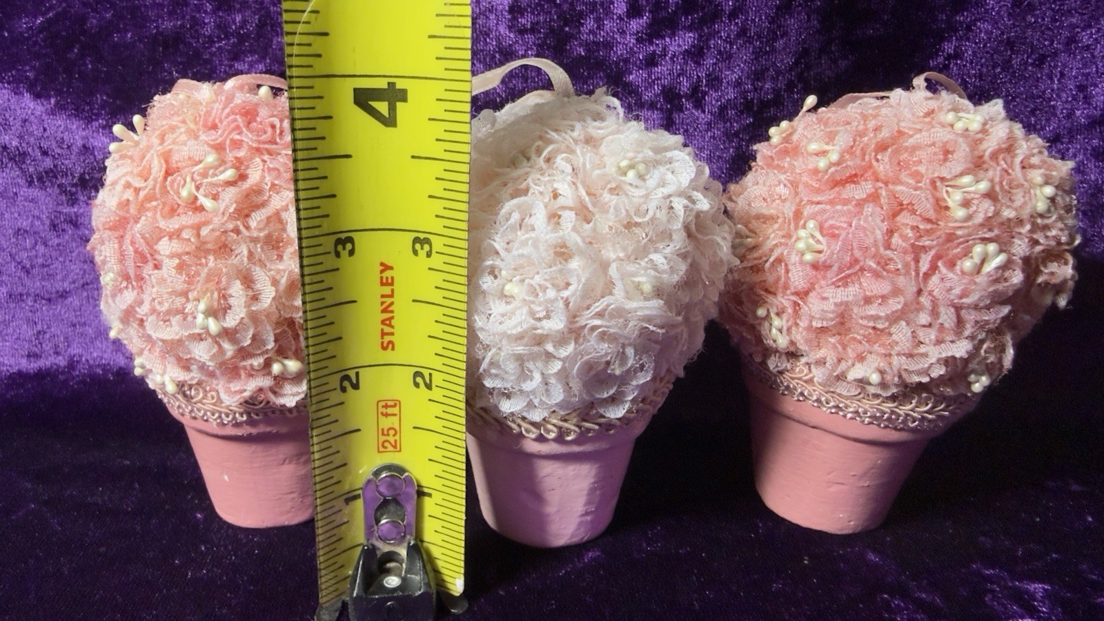 Victorian Ornaments Floral Bouquet Topiary Pink White Shabby Chic Rose Decor