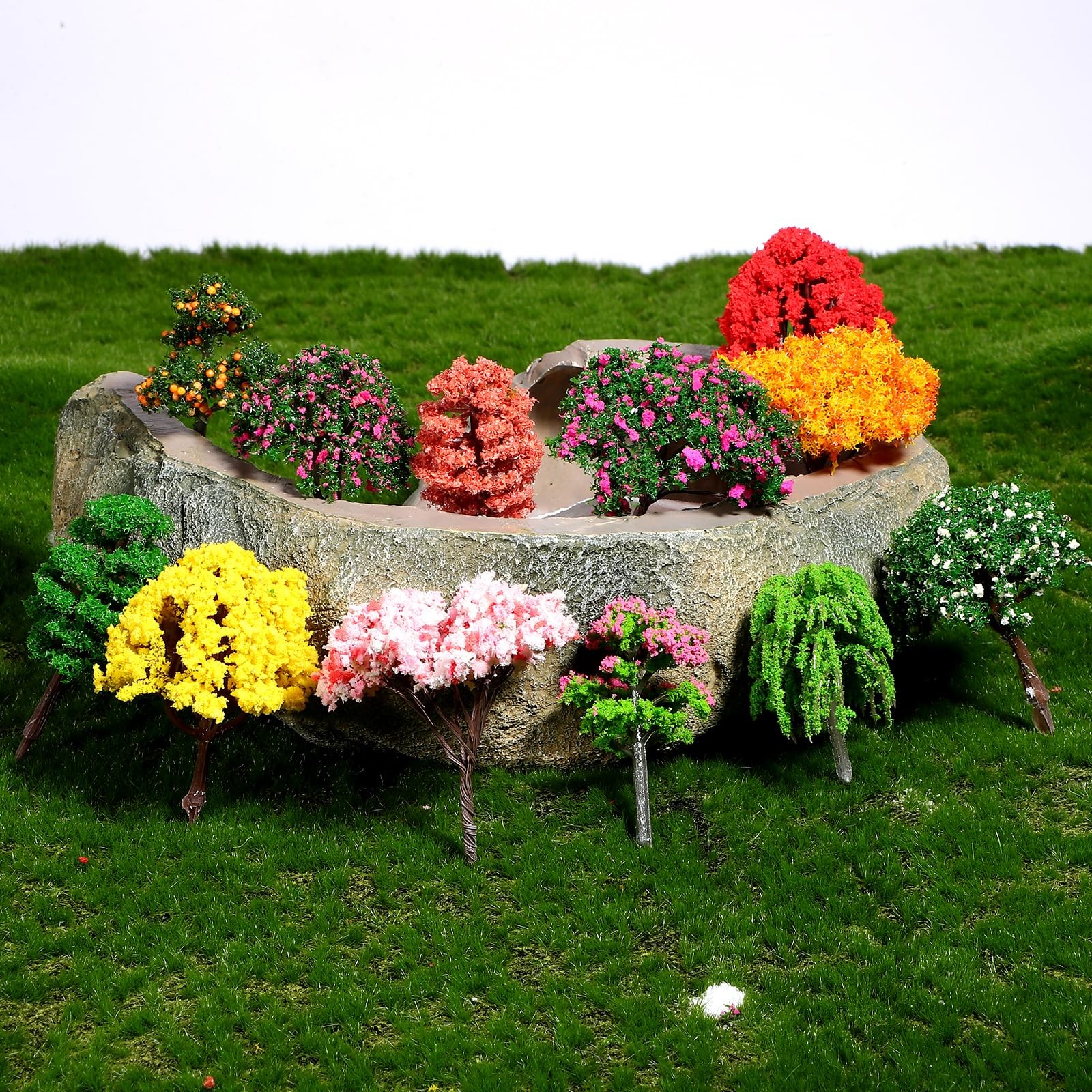 12 PCS Mini Trees Crafts 2.12.5 Inch Mixed Model Miniature Fairy Garden Train