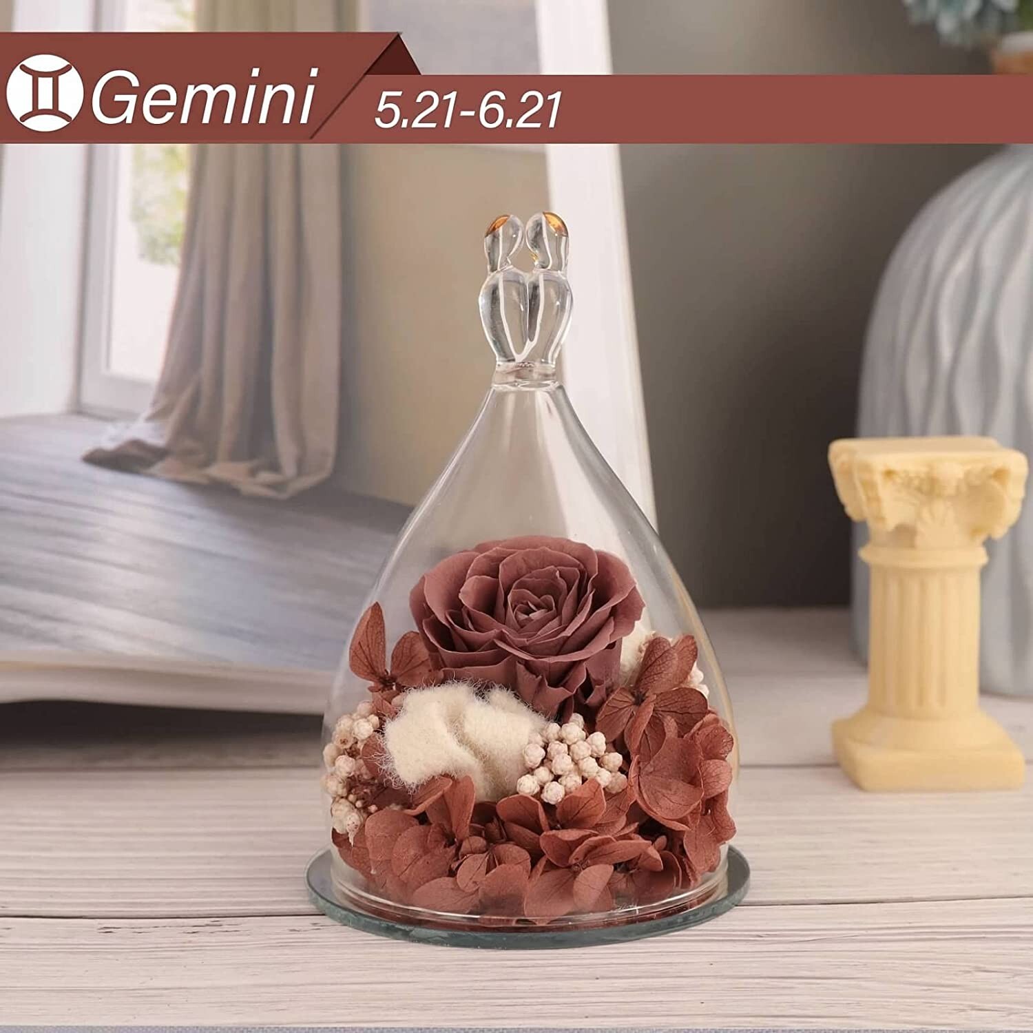 Gemini Girl Eternal Rose in Glass w/ Packaging
