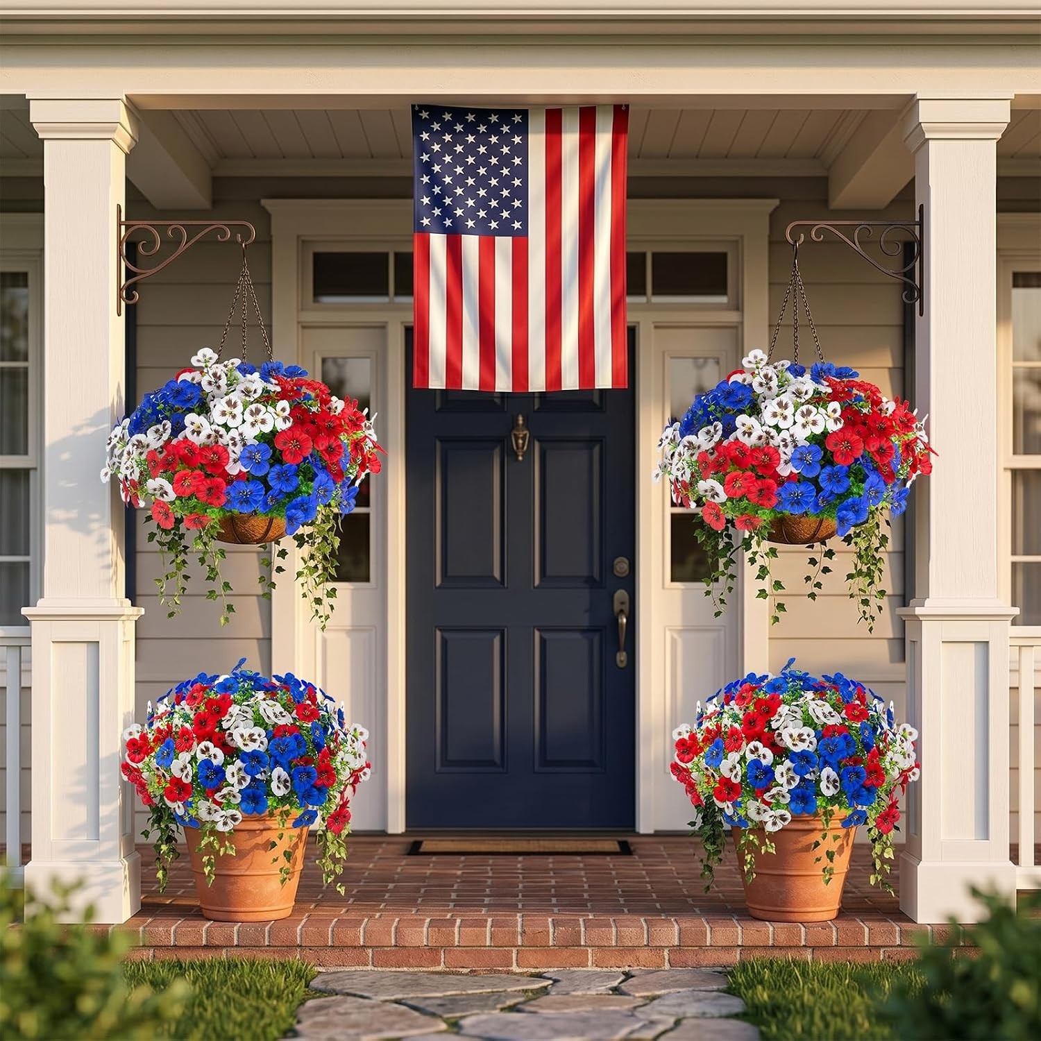 Realistic Artificial Pansies with Hanging Baskets – 24 Pcs