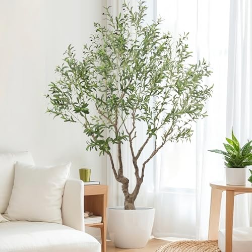 Faux Olive Tree 8.2ft(98in) Tall with Large Realistic Trunks and Big Olive