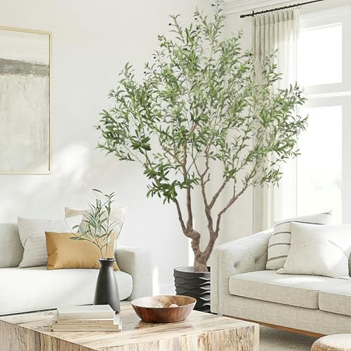 Faux Olive Tree 8.2ft(98in) Tall with Large Realistic Trunks and Big Olive