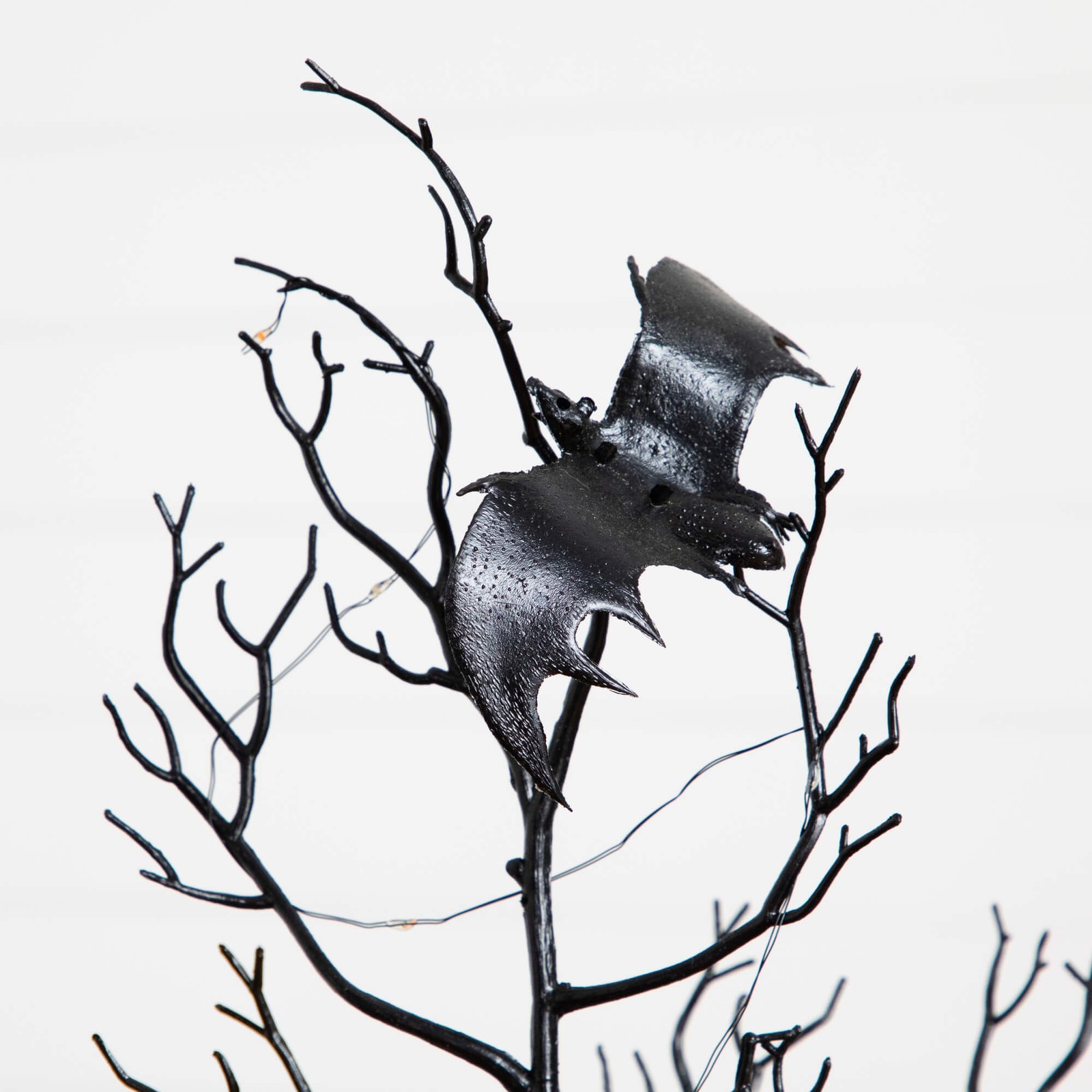 Nearly Natural 4ft Pre-Lit Halloween Black Spooky Twig Tree w/ Bats & 120 LED