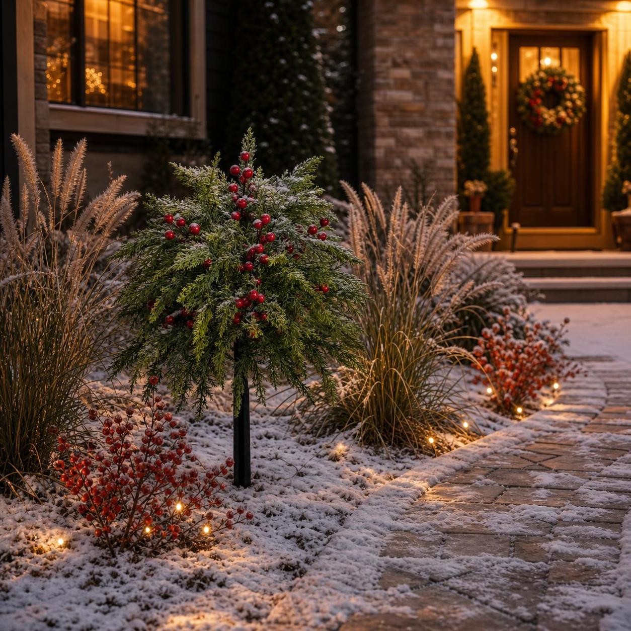 Christmas Tree Outdoor Artificial with Ground Stake, for Entryway – for Patio