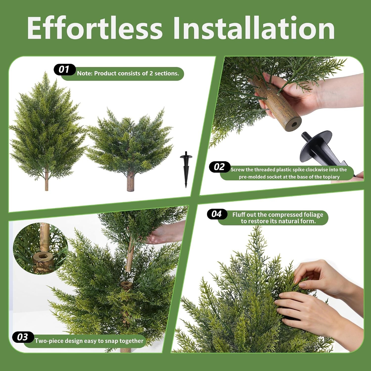 3ft UV-Resistant Artificial Cedar Topiary Tree Faux Cypress Outdoor Fake Pine