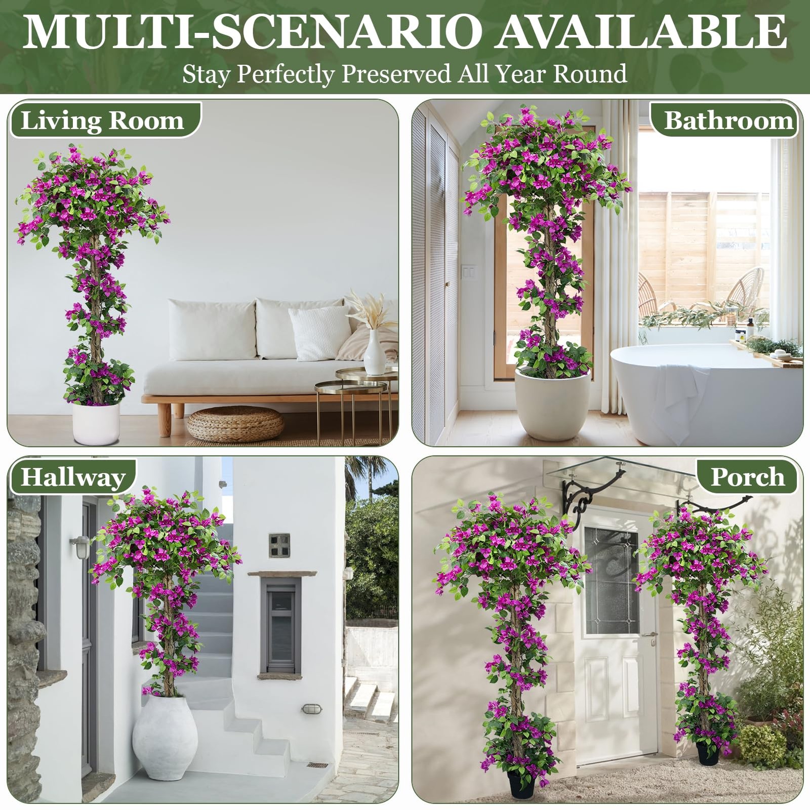 5FT Tall Bougainvillea Artificial Tree for Outdoors or Indoors, Faux Tree Rea…