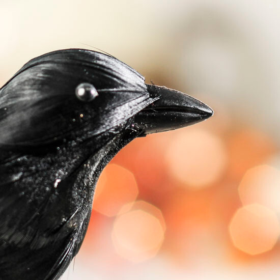 2 Black Feathered Flying 8″ Wide Artificial Black Crow Birds