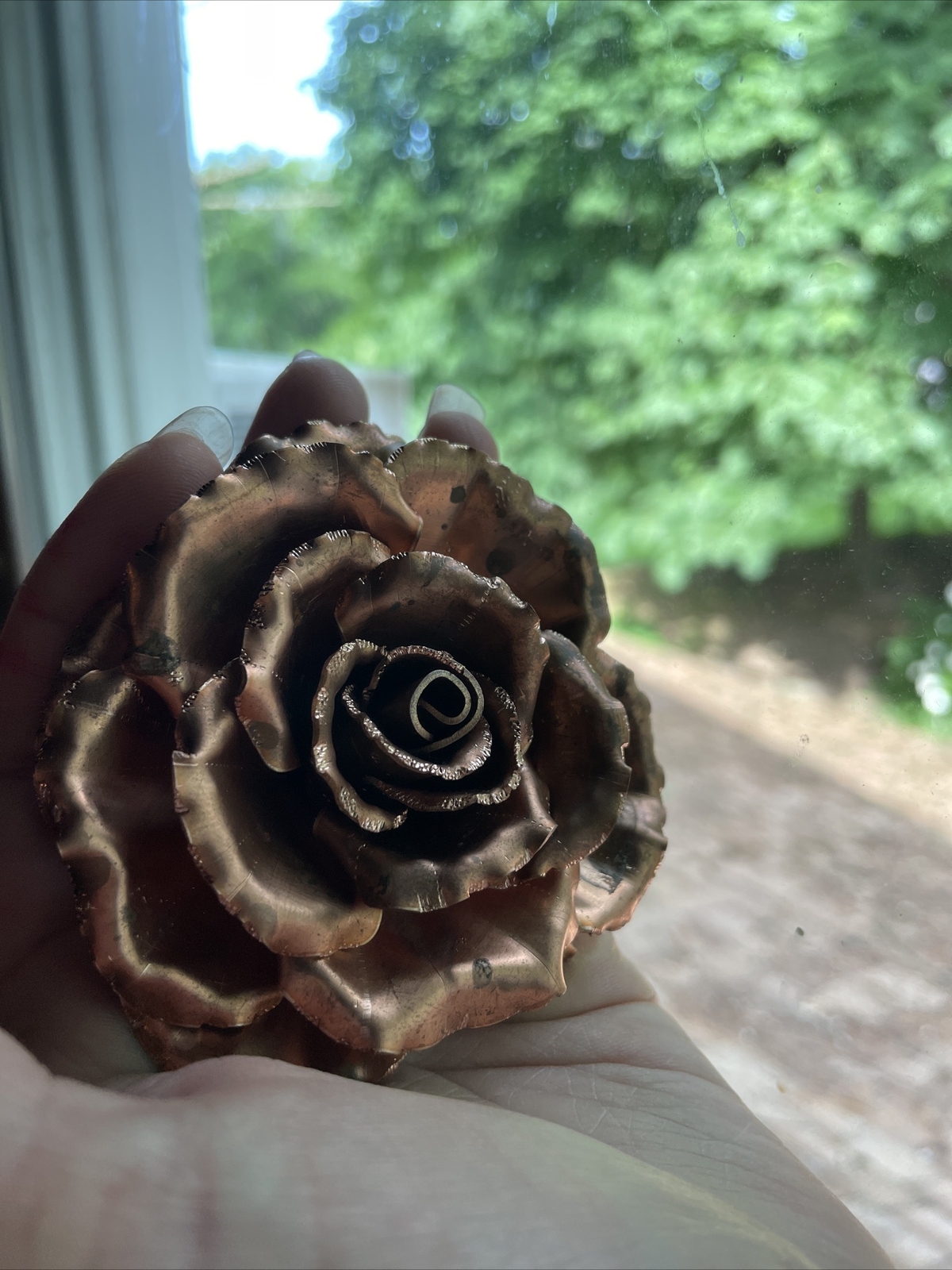 Copper Metal Rose Flowers, handcrafted, bent, and welded. $20/Rose.