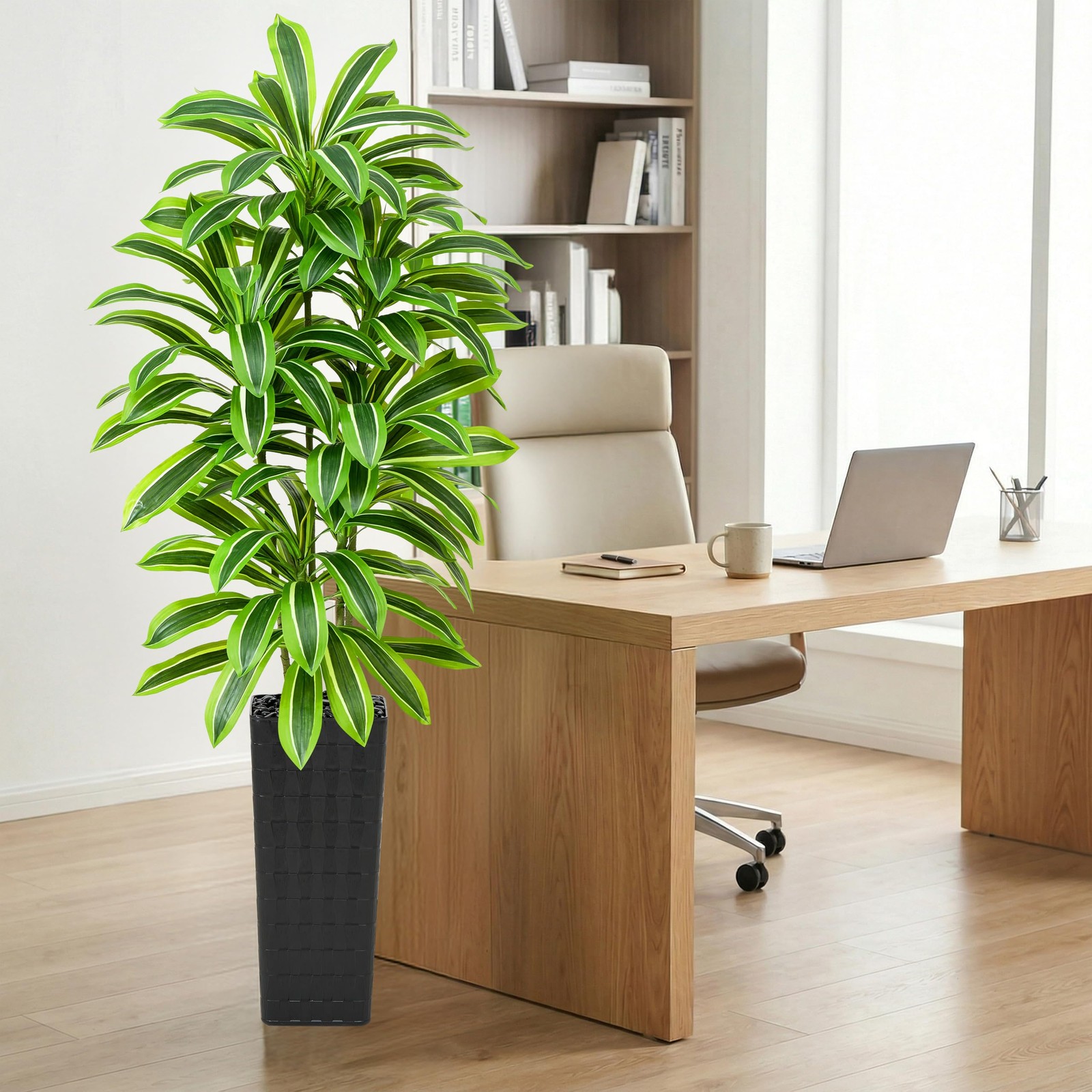 Artificial Dracaena Tree：7FT Faux Silk Tropical Yucca Floor Trees Realistic F…