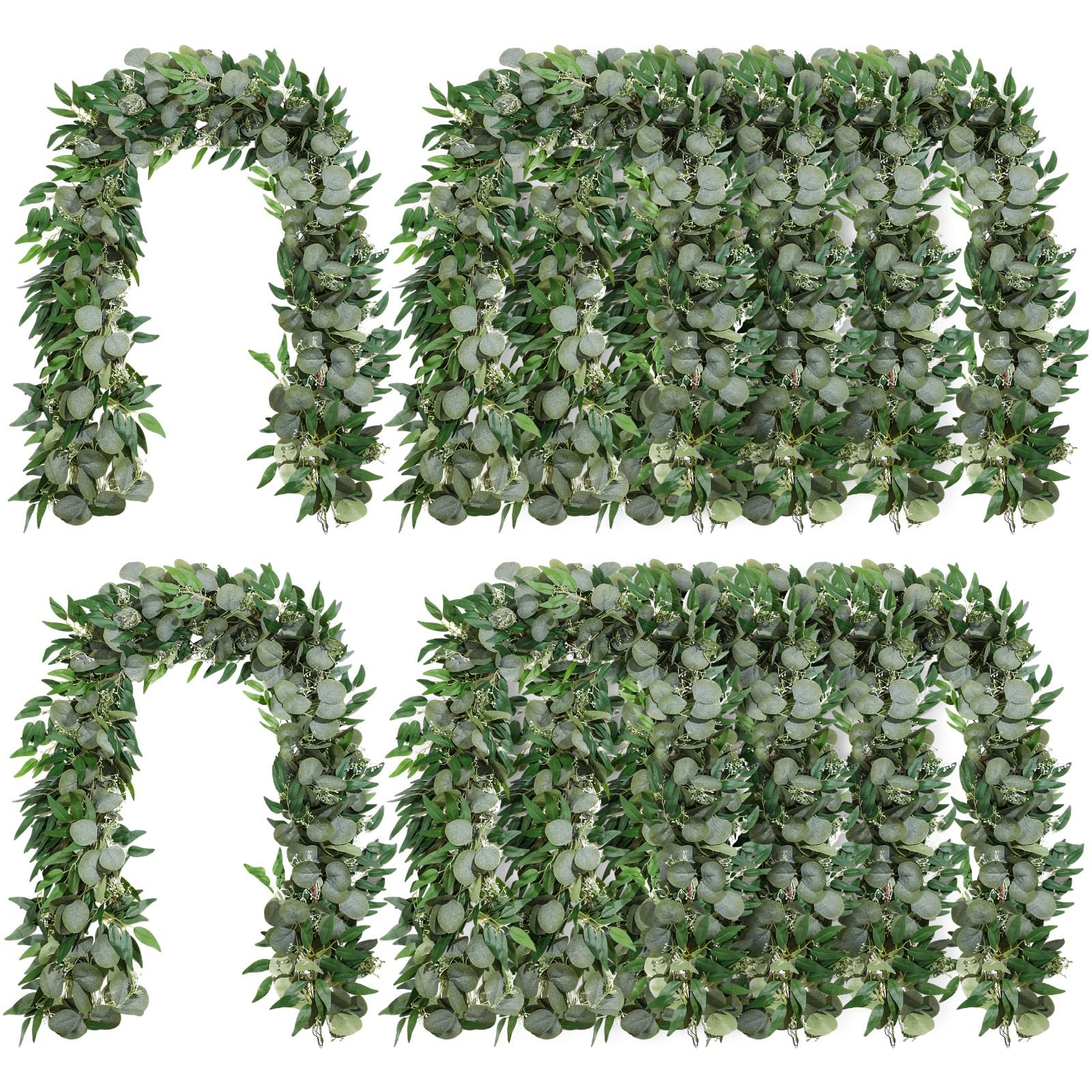 10 Sets Artificial Greenery Garlands Bulk Total 55.8 Feet Silver Dollar Eucal…