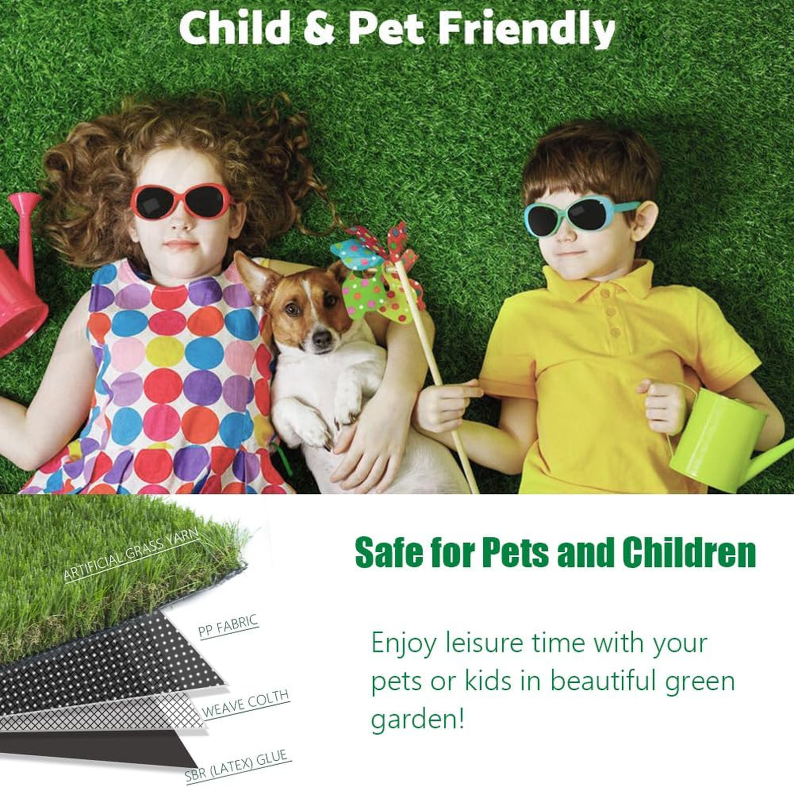 Thick Artificial Grass Turf 7x15FT, 1.77 Inch Realistic Fake Grass Rug with