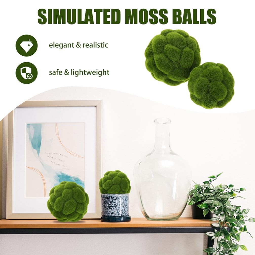 Artificial Topiary Balls 3 Sizes Set 2.3In 4.7In 5.9In Faux Green Moss Orbs D…