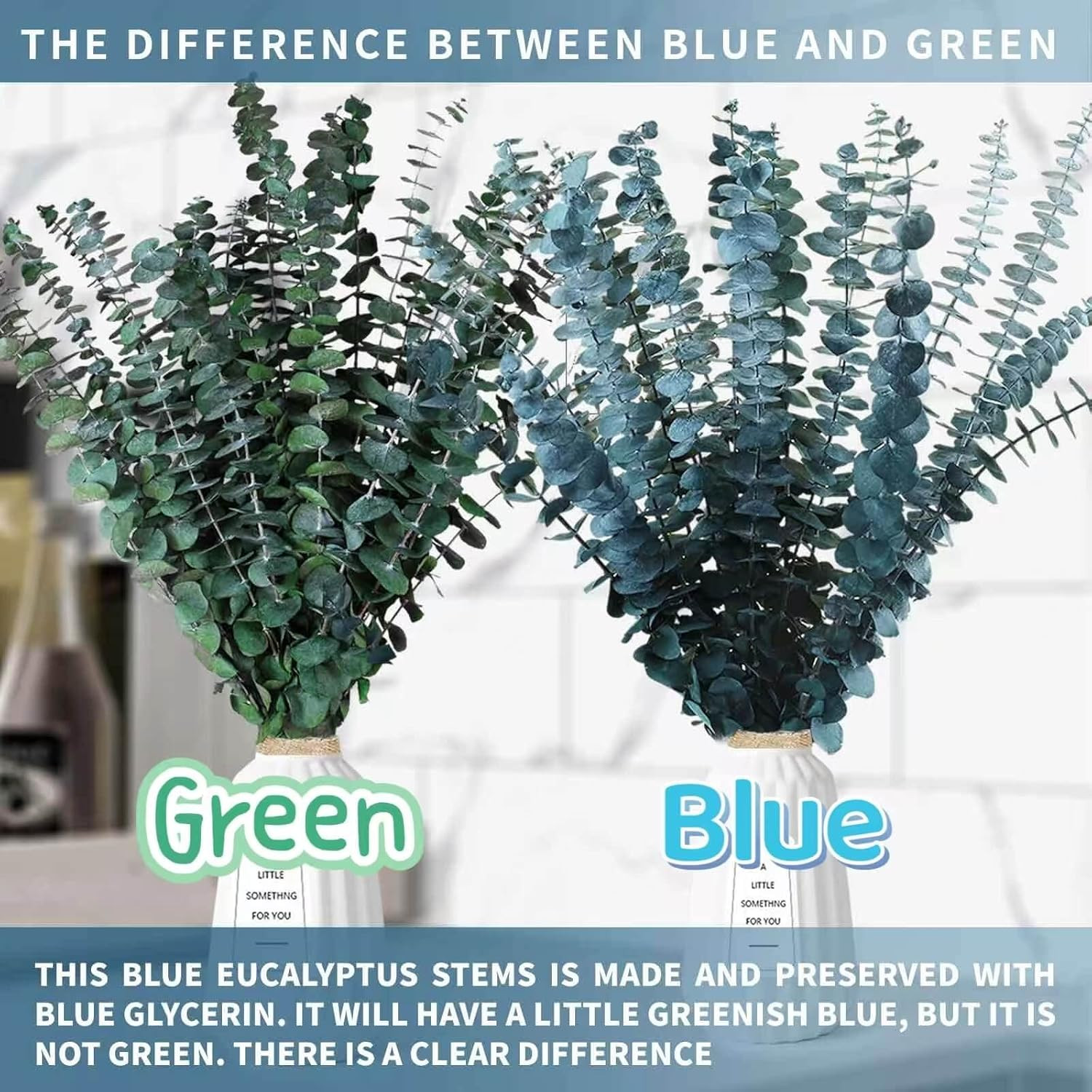 17 Pcs-Blue-Green-Dried-Preserved-Eucalyptus-Stems, 17″ Real Hanging Eucalyptus