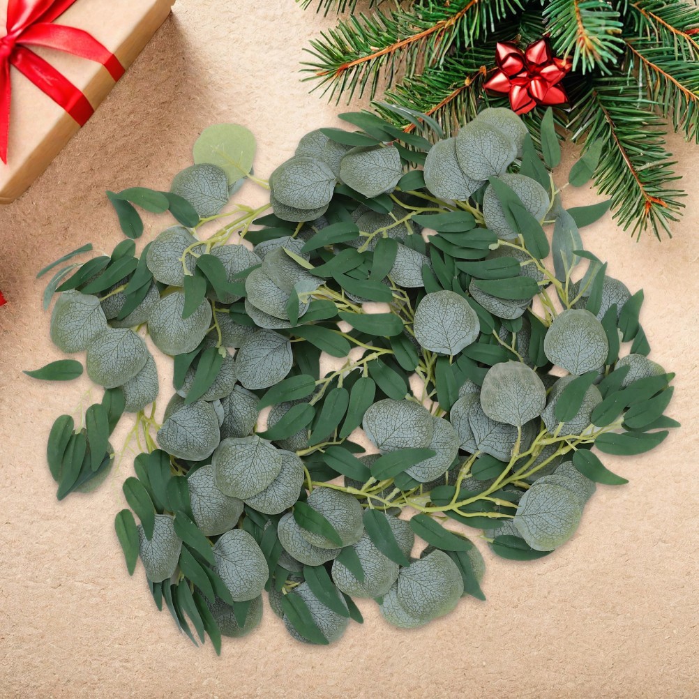Simulated Vine Rattan Faux Eucalyptus Garland Artificial Leaves Green Plant