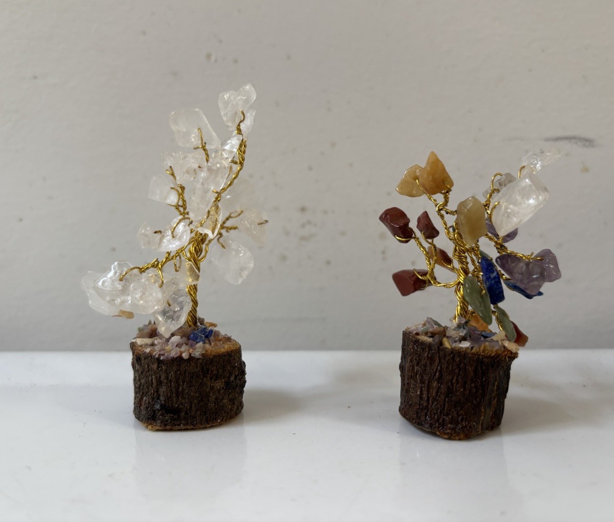 2 Miniature Gem & Wire Trees