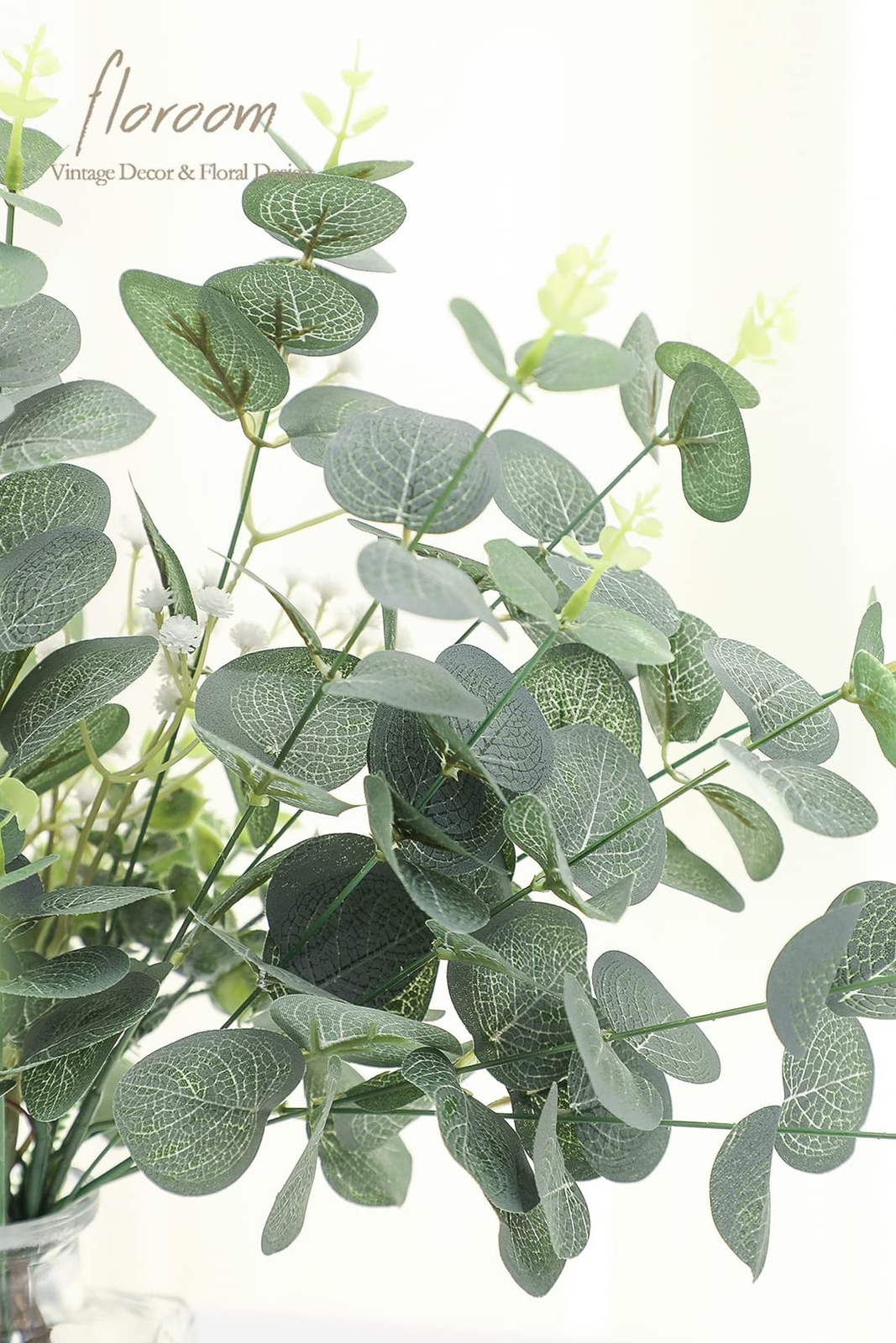 Floroom 3 Kinds of Artificial Silver Dollar Eucalyptus Stems Faux Greenery Sp…
