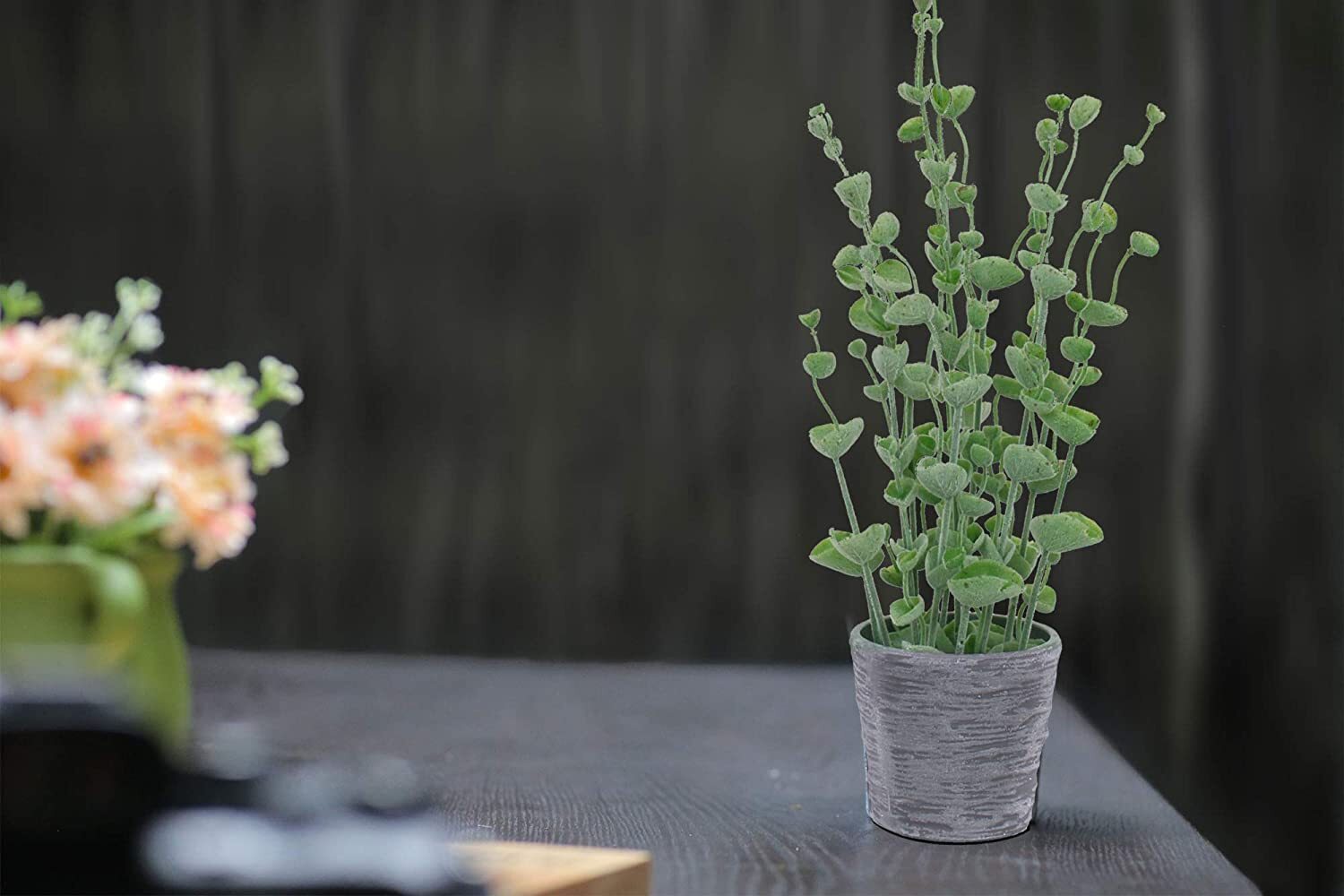 3 Pcs Artificial Lambs Ear Plants in Pots Faux Greenery for Farmhouse Home Decor