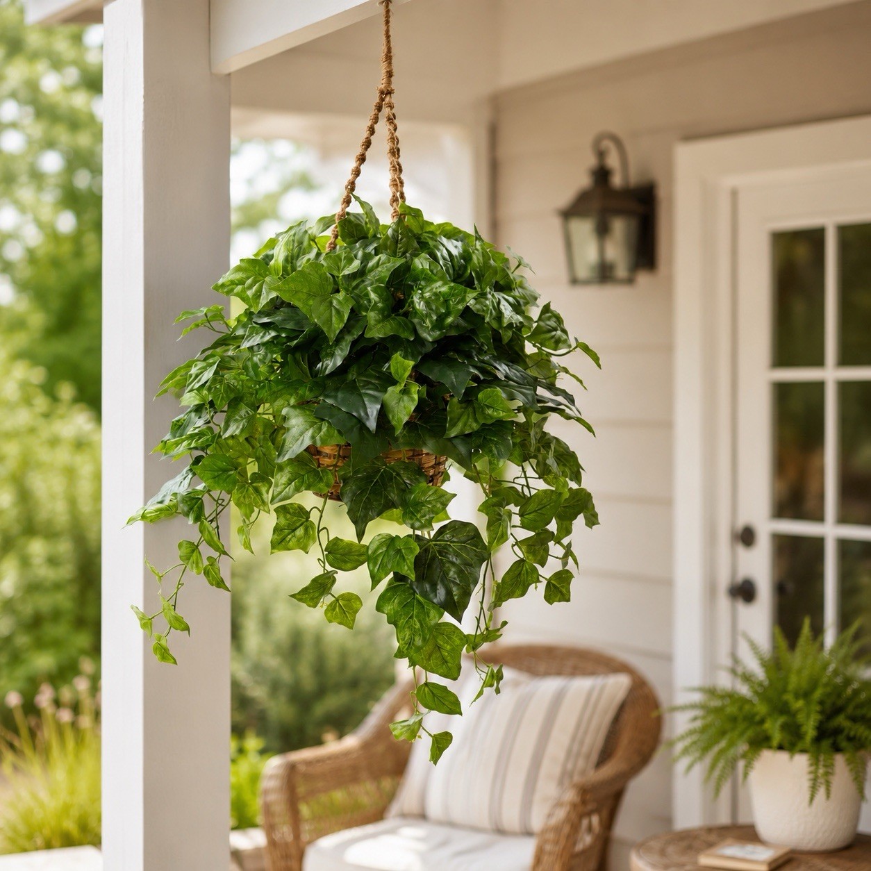 38” London Ivy Artificial Plant in Hanging Basket (Real Touch). Retail $129