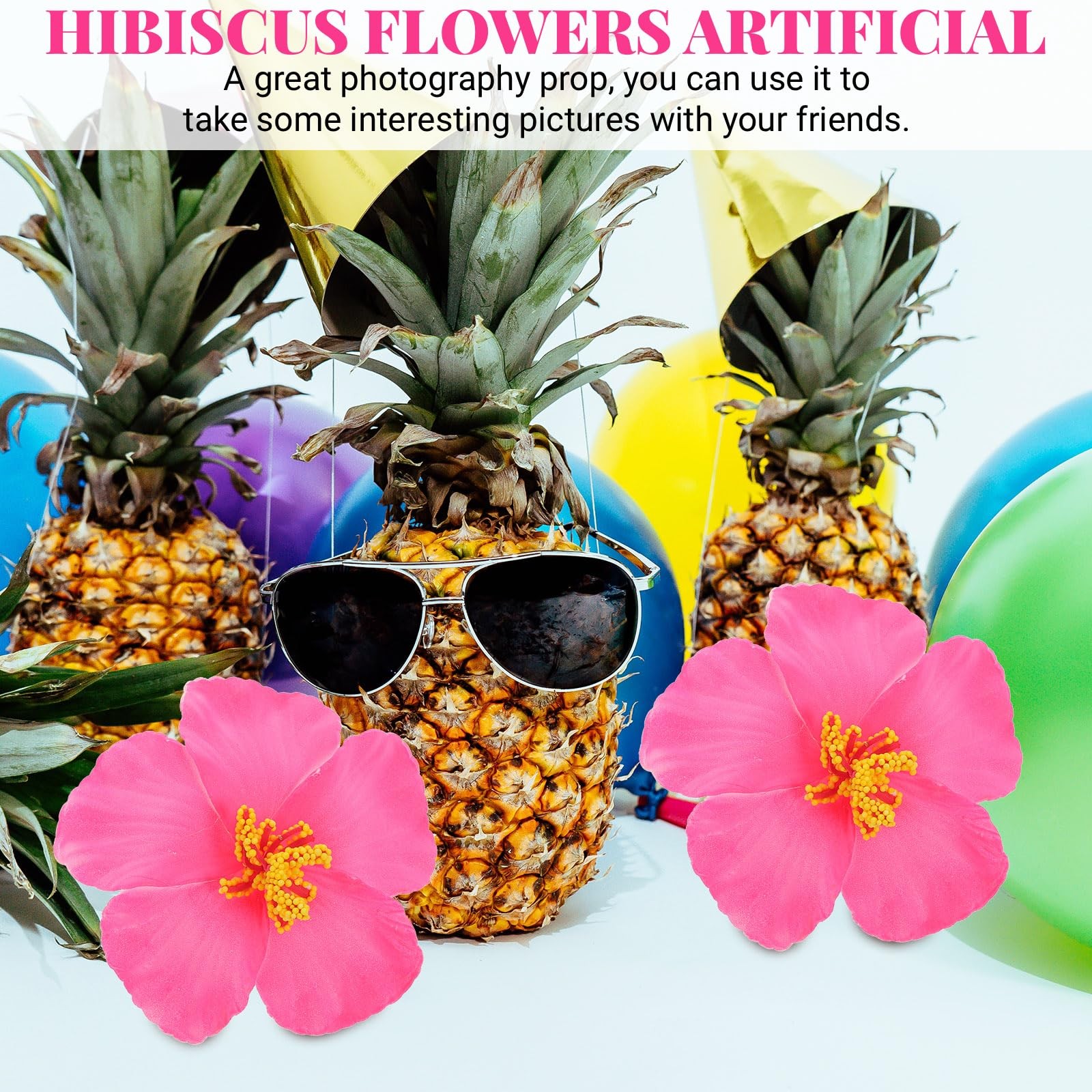20pcs Artificial Hawaiian Hibiscus Flowers – Pink Faux Floral Tropical Flower…