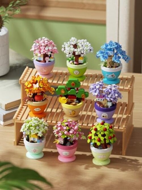 Mini Bonsai Tree Micro Building Set Building Toy Plant Cherry Jade Gardenia