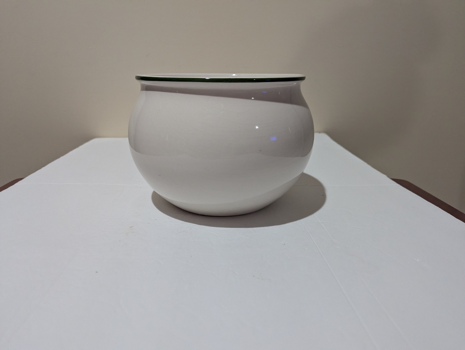 Hand-Painted Floral Ceramic Pot – Off White & Pink Rose 5H X 7W