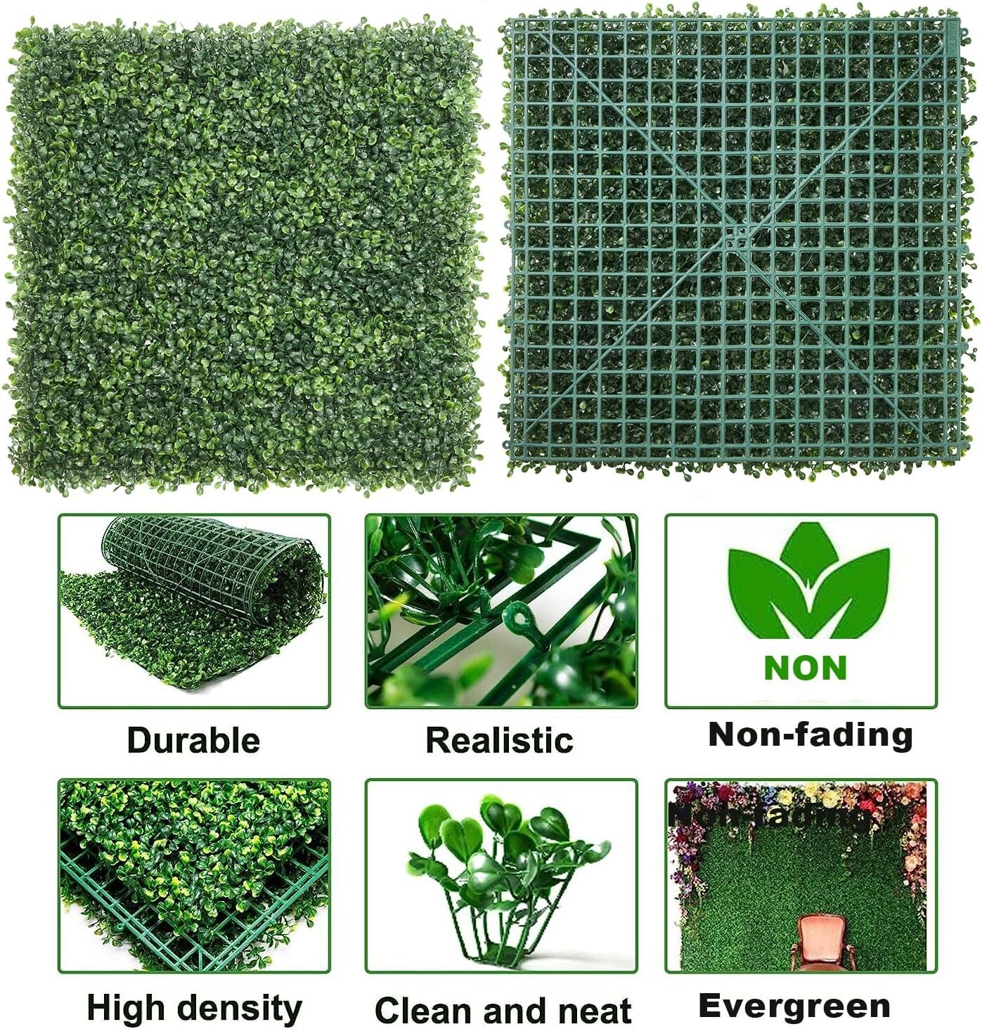 High-Quality UV Protected Boxwood Privacy Hedge Screen – 12 Pack 20″x20″
