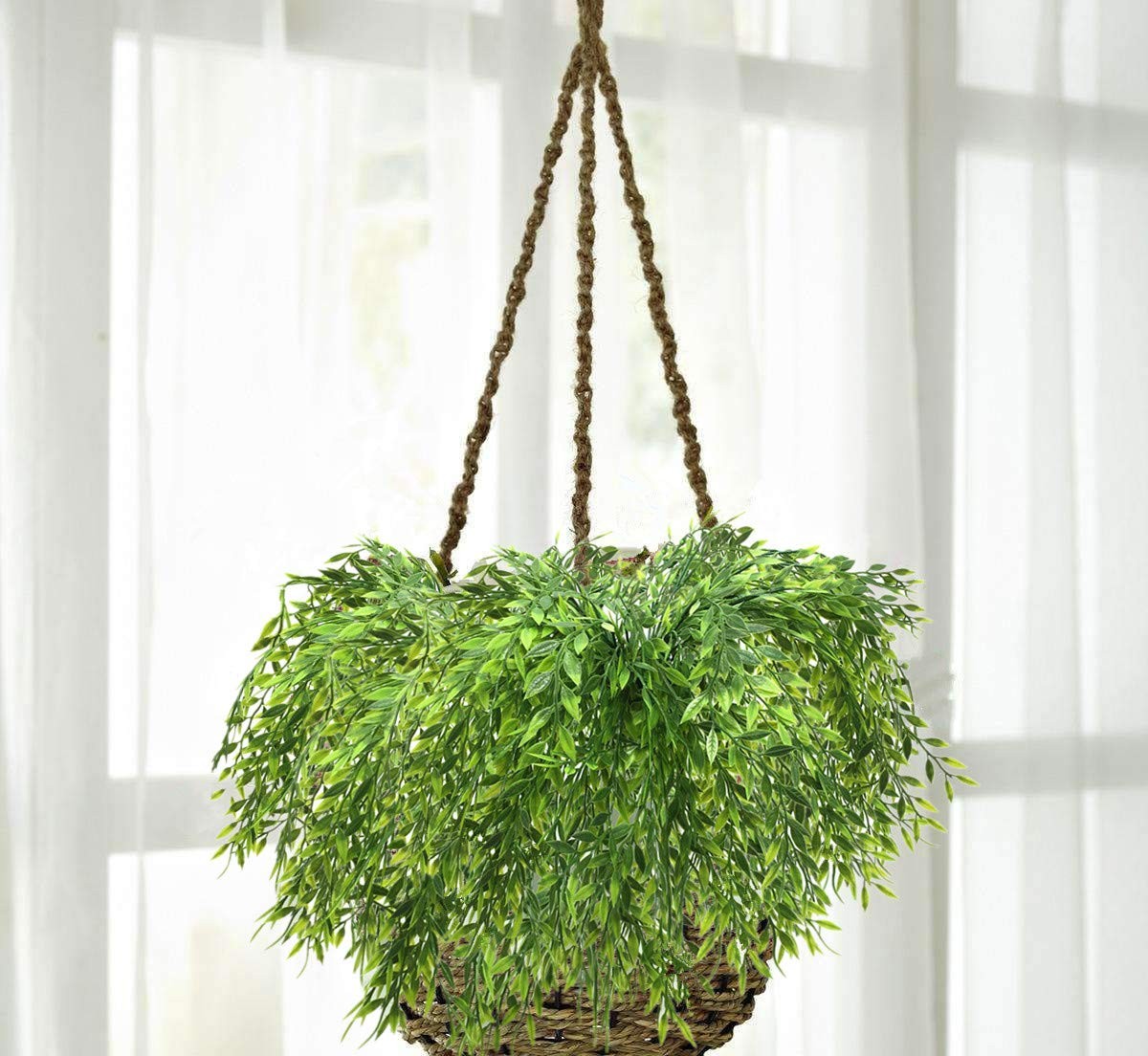 Artificial Weeping Willow, Plastic Plants Greenery Leaves Fake Hanging Vine F…